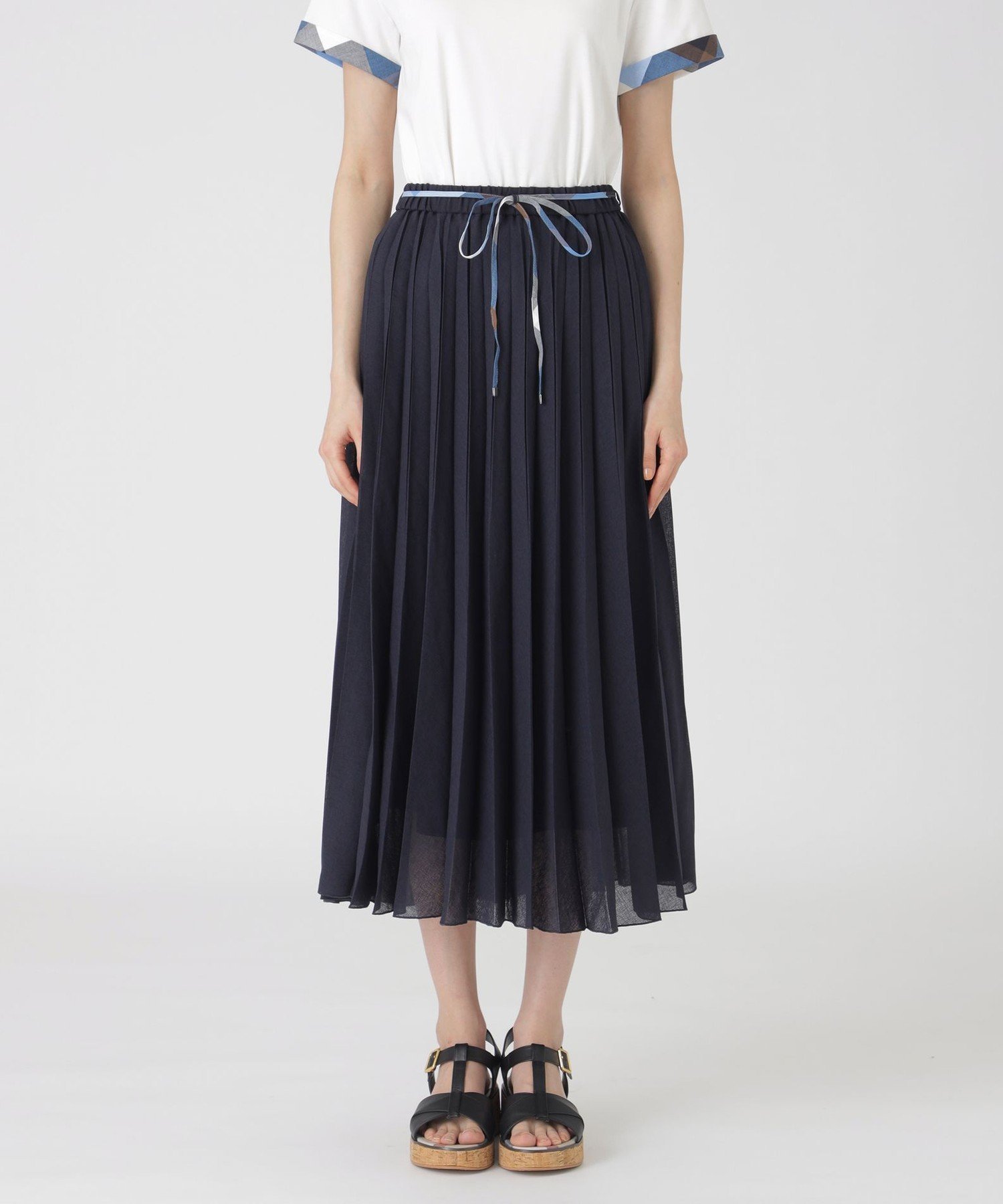 【ブルーレーベル クレストブリッジ/BLUE LABEL CRESTBRIDGE】のガーゼライクツイルプリーツスカート インテリア・キッズ・メンズ・レディースファッション・服の通販 founy(ファニー) 　ファッション　Fashion　レディースファッション　Ladies' Fashion Online　スカート　Skirt　プリーツスカート　Pleated Skirts　プリーツ　Pleats　ネイビー|ID: prp329100004598576 ipo3291000000032687604