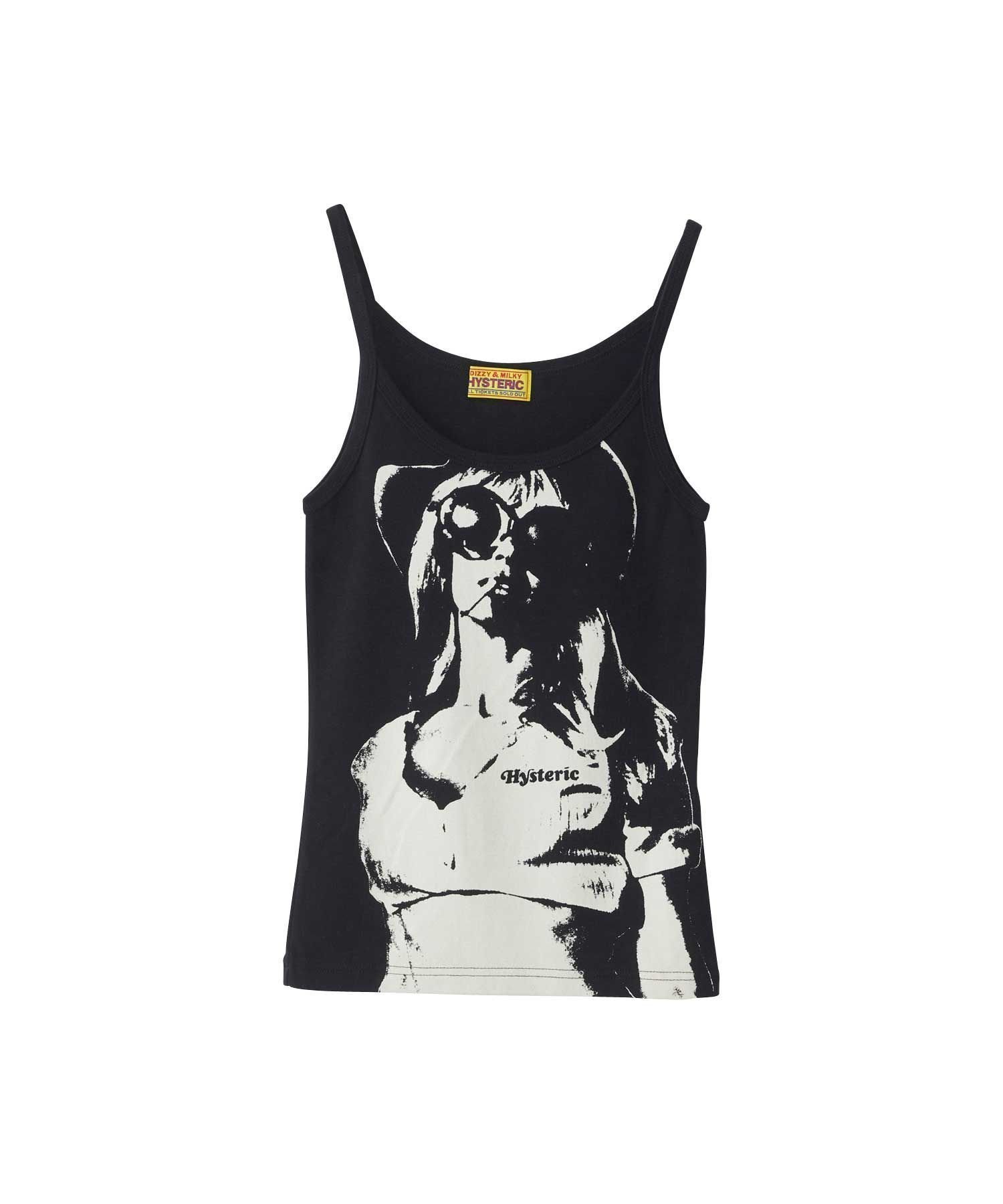【ヒステリックグラマー/HYSTERIC GLAMOUR】のSMOKE ON THE WATER キャミソール インテリア・キッズ・メンズ・レディースファッション・服の通販 founy(ファニー) 　ファッション　Fashion　レディースファッション　Fashion for Women　トップス・カットソー　Cut & Sew Tops　キャミソール&ノースリーブ　Camisoles & Sleeveless Tops　インナー　Innerwear　キャミソール　Camisole, Spaghetti Strap Top　グラフィック　Graphic, Graphic Design　プリント　Print, Printed Pattern　ブラック|ID: prp329100004598578 ipo3291000000033550998
