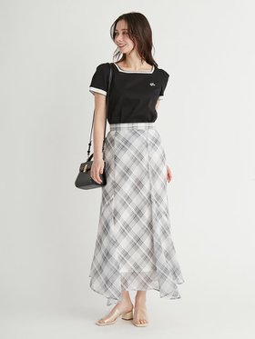 【セルフォード/CELFORD】のシアーチェックナロースカート 人気、トレンドファッション・服の通販 founy(ファニー) ファッション Fashion レディースファッション Fashion for Women スカート Skirts シフォン Chiffon, Lightweight Fabric ジョーゼット Georgette, Semi-Sheer Fabric チェック Check, Plaid, Tartan |ID:prp329100004598579