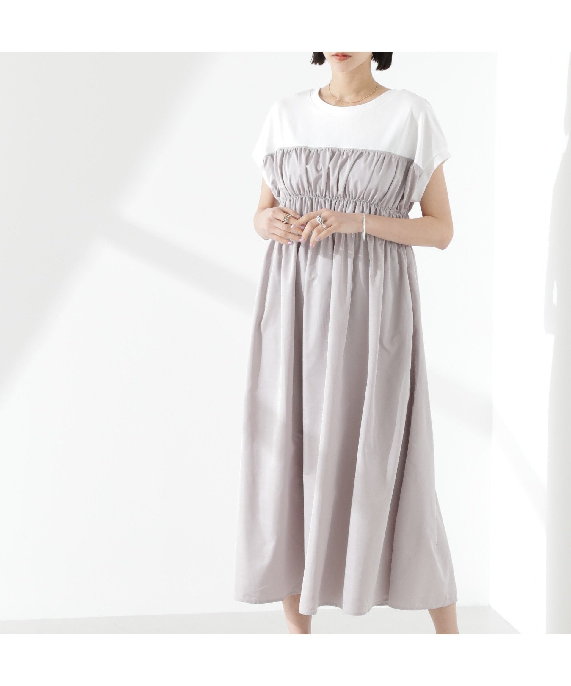 【ナノ ユニバース/nano universe】のフロントシャーリングドッキングワンピース 人気、トレンドファッション・服の通販 founy(ファニー) 　ファッション　Fashion　レディースファッション　Ladies' Fashion Online　ワンピース　Dress　ウォッシャブル　Washable　カットソー　Cut And Sew　コンビ　Combination　シャーリング　Shirring　ジャケット　Jacket　スリーブ　Sleeve　デニム　Denim　ドッキング　Docking　ビスチェ　Bustier　フレンチ　French　フロント　Front　ロング　Long　おすすめ　Recommend　2025年　2025　2025春夏・S/S　Ss,Spring/Summer,2025　 other-1|ID: prp329100004598580 ipo3291000000032687648