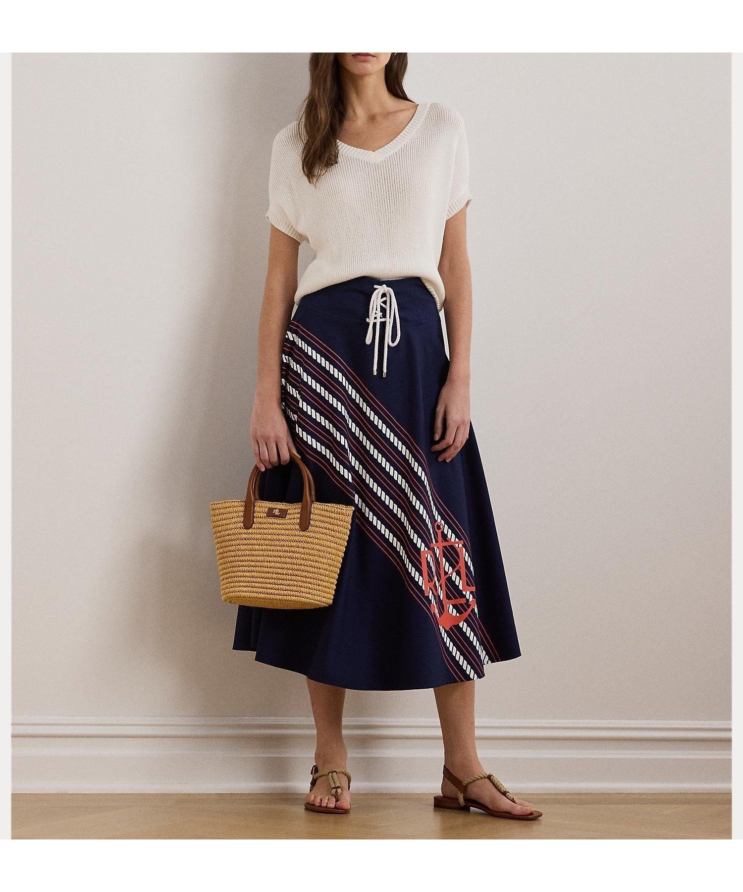 【ラルフローレン/RALPH LAUREN】のローププリント ツイル レースアップ ミディ スカート インテリア・キッズ・メンズ・レディースファッション・服の通販 founy(ファニー) 　ファッション　Fashion　レディースファッション　Ladies' Fashion Online　スカート　Skirt　スプリング　Spring　ツイル　Twill　なめらか　Smooth　フロント　Front　プリント　Print　レース　Race　410ネイビー|ID: prp329100004598600 ipo3291000000032687823