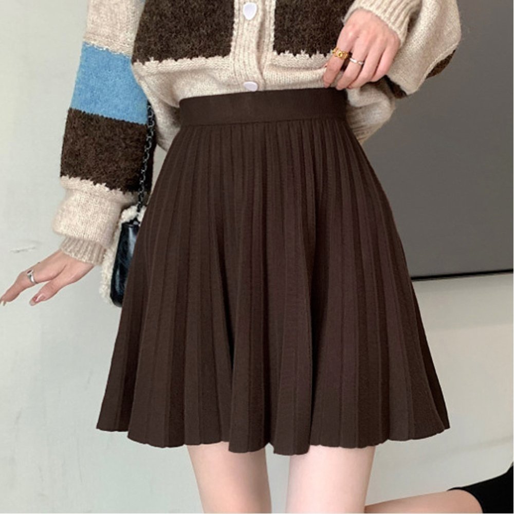 【ミニミニストア/miniministore】のプリーツスカート 編み レディース 韓国 インテリア・キッズ・メンズ・レディースファッション・服の通販 founy(ファニー) 　ファッション　Fashion　レディースファッション　Fashion for Women　スカート　Skirts　プリーツスカート / 上品フェミニンスタイル　Pleated Skirts　アクリル　Acrylic Material　ショート　Short, Short Length　シンプル　Simple, Minimal　フレア　Flare, Flared　プリーツ　Pleats, Pleated　ベーシック　Basic, Essential　ミニスカート　Mini Skirt, Short Skirt　定番　Standard, Basic Item　ブラウン|ID: prp329100004598609 ipo3291000000033236023