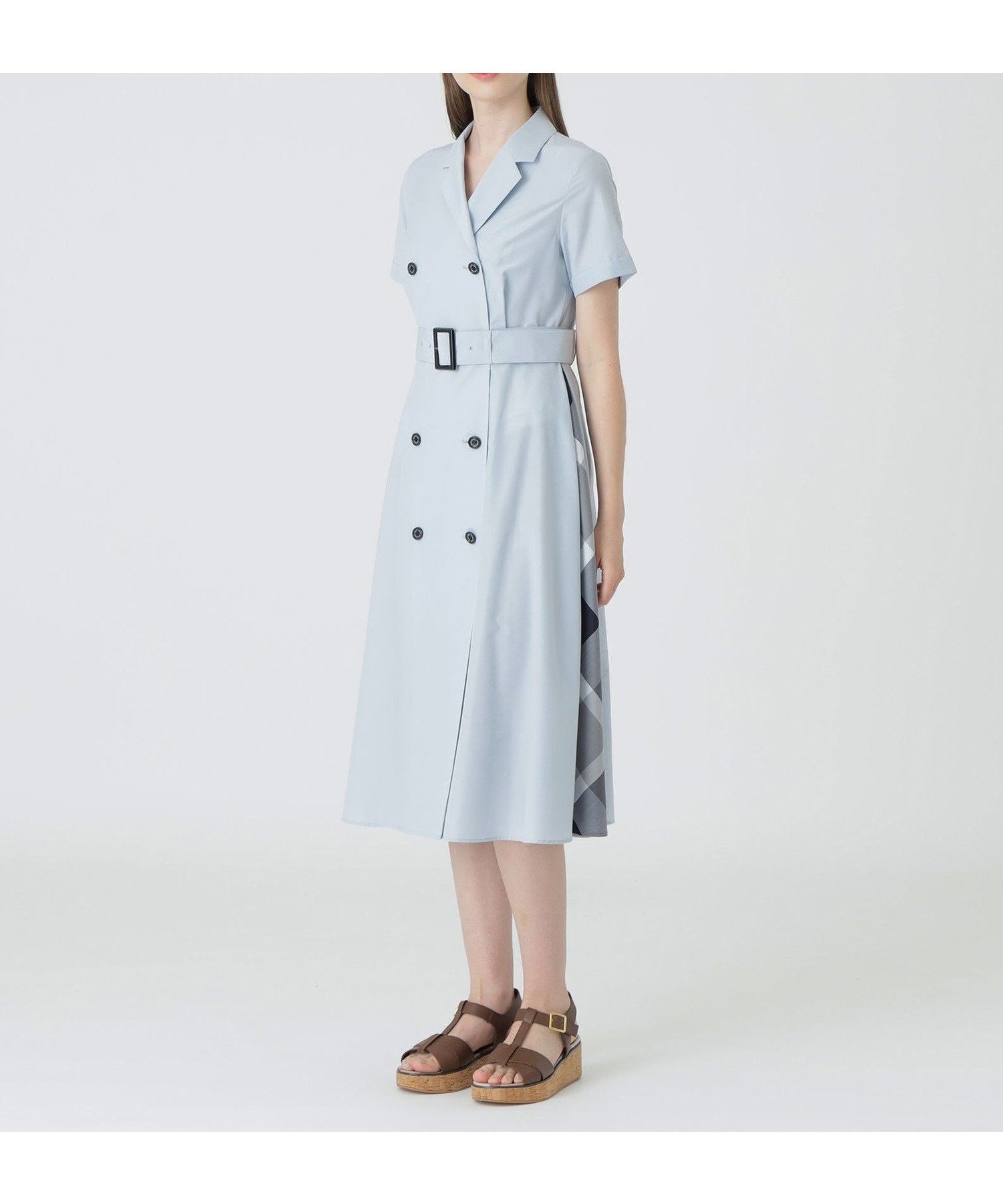 【ブルーレーベル クレストブリッジ/BLUE LABEL CRESTBRIDGE】のタイプライターオープンカラードレス インテリア・キッズ・メンズ・レディースファッション・服の通販 founy(ファニー) 　ファッション　Fashion　レディースファッション　Ladies' Fashion Online　ワンピース　Dress　ドレス　Party Dresses　ドレス　Dress　切替　Switching　サックス|ID: prp329100004598667 ipo3291000000032688375