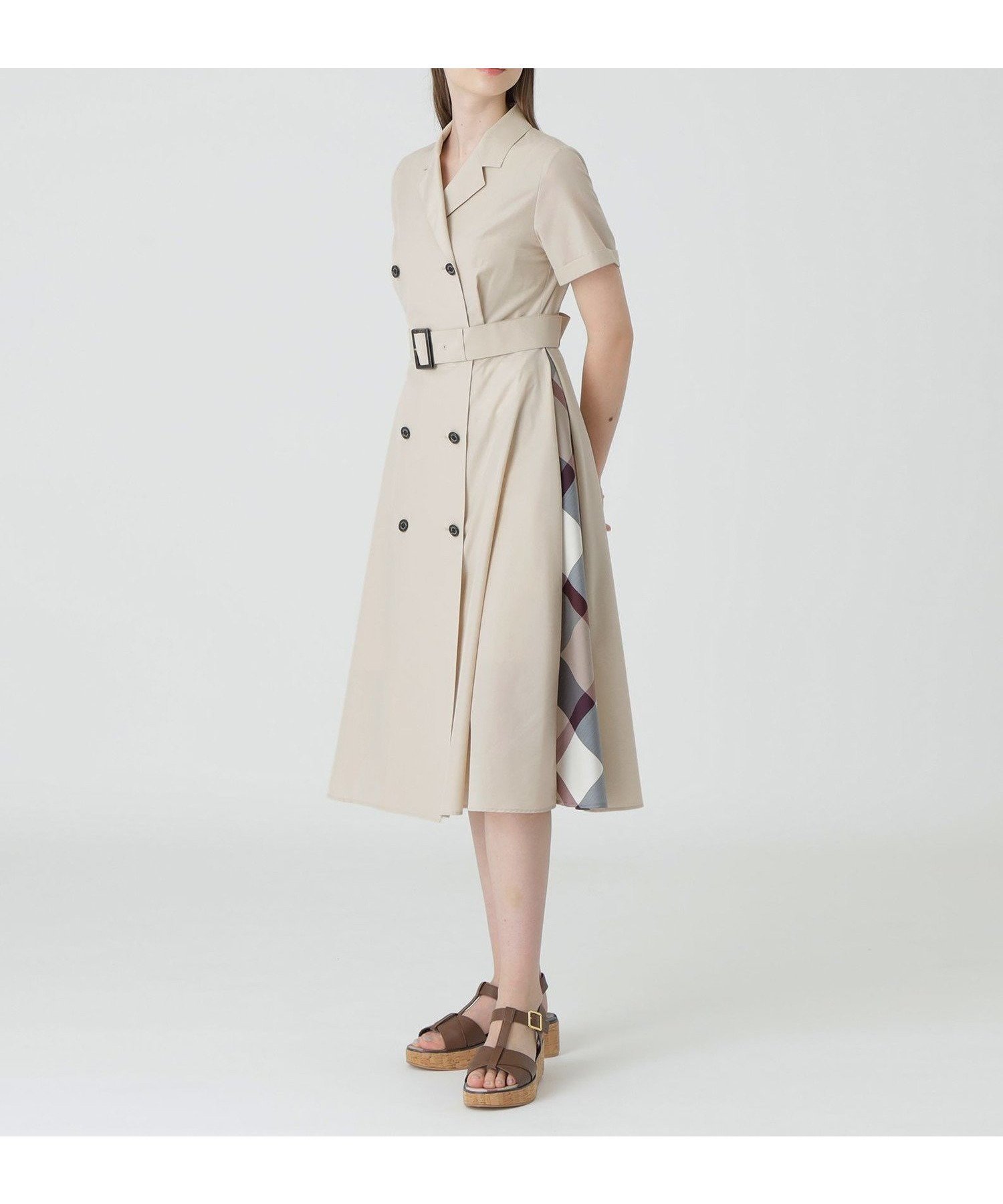 【ブルーレーベル クレストブリッジ/BLUE LABEL CRESTBRIDGE】のタイプライターオープンカラードレス インテリア・キッズ・メンズ・レディースファッション・服の通販 founy(ファニー) 　ファッション　Fashion　レディースファッション　Ladies' Fashion Online　ワンピース　Dress　ドレス　Party Dresses　ドレス　Dress　切替　Switching　ベージュ|ID: prp329100004598667 ipo3291000000032688377