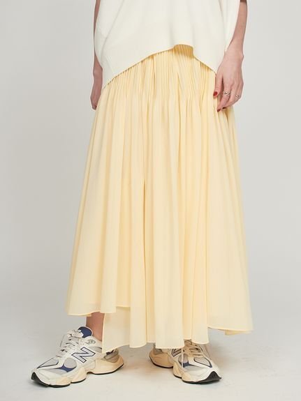 【エミ/emmi】のシアーピンタックフレアスカート インテリア・キッズ・メンズ・レディースファッション・服の通販 founy(ファニー) 　ファッション　Fashion　レディースファッション　Ladies' Fashion Online　スカート　Skirt　Aライン/フレアスカート　Flared A-Line Skirts　クロップド　Cropped　シアー　Sheer　ポケット　Pocket　YEL[032]|ID: prp329100004598690 ipo3291000000032688549