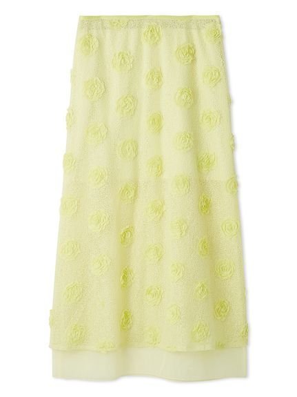 【リリーブラウン/Lily Brown】のフラワーモチーフメッシュスカート インテリア・キッズ・メンズ・レディースファッション・服の通販 founy(ファニー) 　ファッション　Fashion　レディースファッション　Ladies' Fashion Online　スカート　Skirt　ダウン　Down　チュール　Tulle　フラワー　Flower　メッシュ　Mesh　モチーフ　Motif　エレガント 上品　Elegant　LIME[022]|ID: prp329100004598749 ipo3291000000032688994