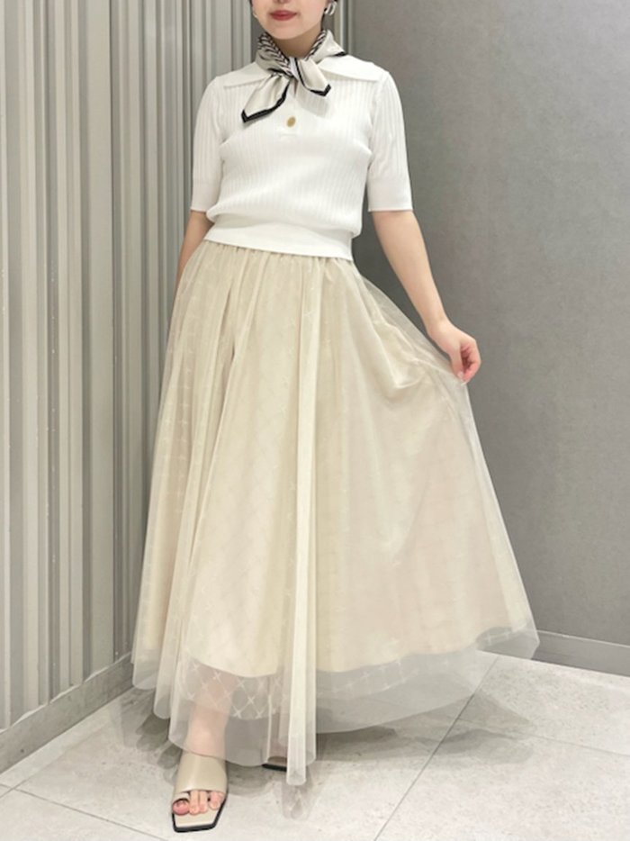 【フレイ アイディー/FRAY I.D】のチュールギャザーフレアスカート インテリア・キッズ・メンズ・レディースファッション・服の通販 founy(ファニー) https://founy.com/ ファッション Fashion レディースファッション Ladies' Fashion Online スカート Skirt Aライン/フレアスカート Flared A-Line Skirts スペシャル Special チュール Tulle フラット Flat |ID: prp329100004598760 ipo3291000000032689067