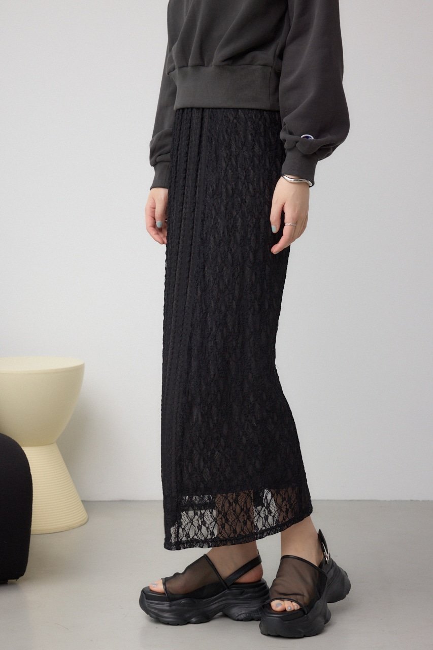 【アズール バイ マウジー/AZUL by moussy】のスイッチングレーススカート インテリア・キッズ・メンズ・レディースファッション・服の通販 founy(ファニー) 　ファッション　Fashion　レディースファッション　Ladies' Fashion Online　スカート　Skirt　おすすめ　Recommend　ストレッチ　Stretch　スリット　Slit　レース　Race　BLK|ID: prp329100004598862 ipo3291000000032690107