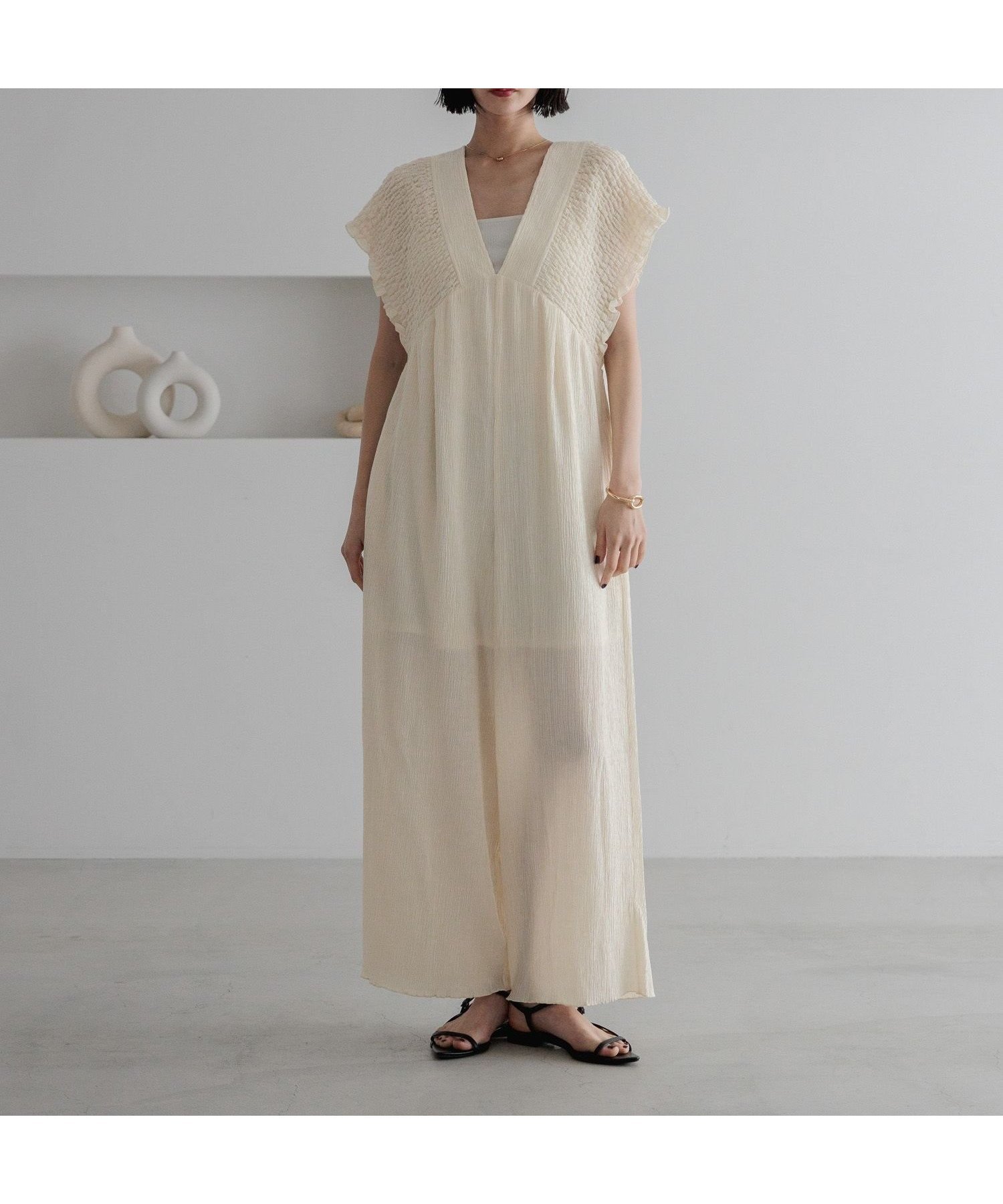【ローリーズファーム/LOWRYS FARM】のヨウリュウシャーリングサロペット インテリア・キッズ・メンズ・レディースファッション・服の通販 founy(ファニー) 　ファッション　Fashion　レディースファッション　Fashion for Women　ワンピース　Dresses　サロペット&オールインワン　Dungarees & Jumpsuit Styles　おすすめ　Recommended / Our Picks　インナー　Innerwear　サロペット　Overalls, Salopette　シャーリング　Shirring, Ruched　アイボリー|ID: prp329100004598871 ipo3291000000034239712