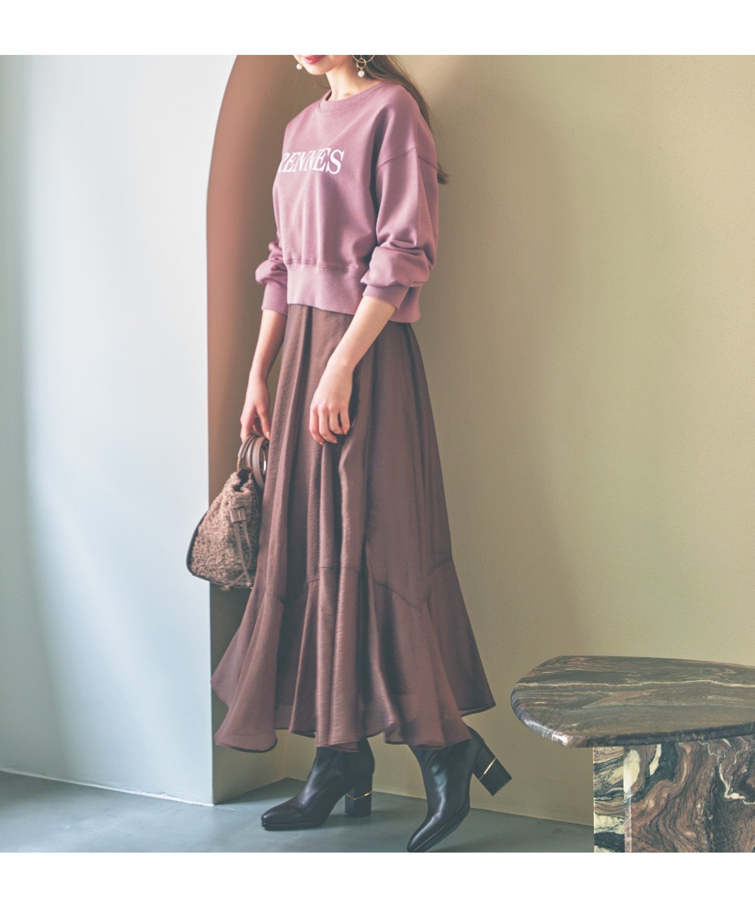 【ノエラ/Noela】のグロッシーフレアスカート インテリア・キッズ・メンズ・レディースファッション・服の通販 founy(ファニー) 　ファッション　Fashion　レディースファッション　Ladies' Fashion Online　スカート　Skirt　Aライン/フレアスカート　Flared A-Line Skirts　シャイニー　Shiny　シンプル　Simple　フレア　Flare　チャ|ID: prp329100004598874 ipo3291000000032690253