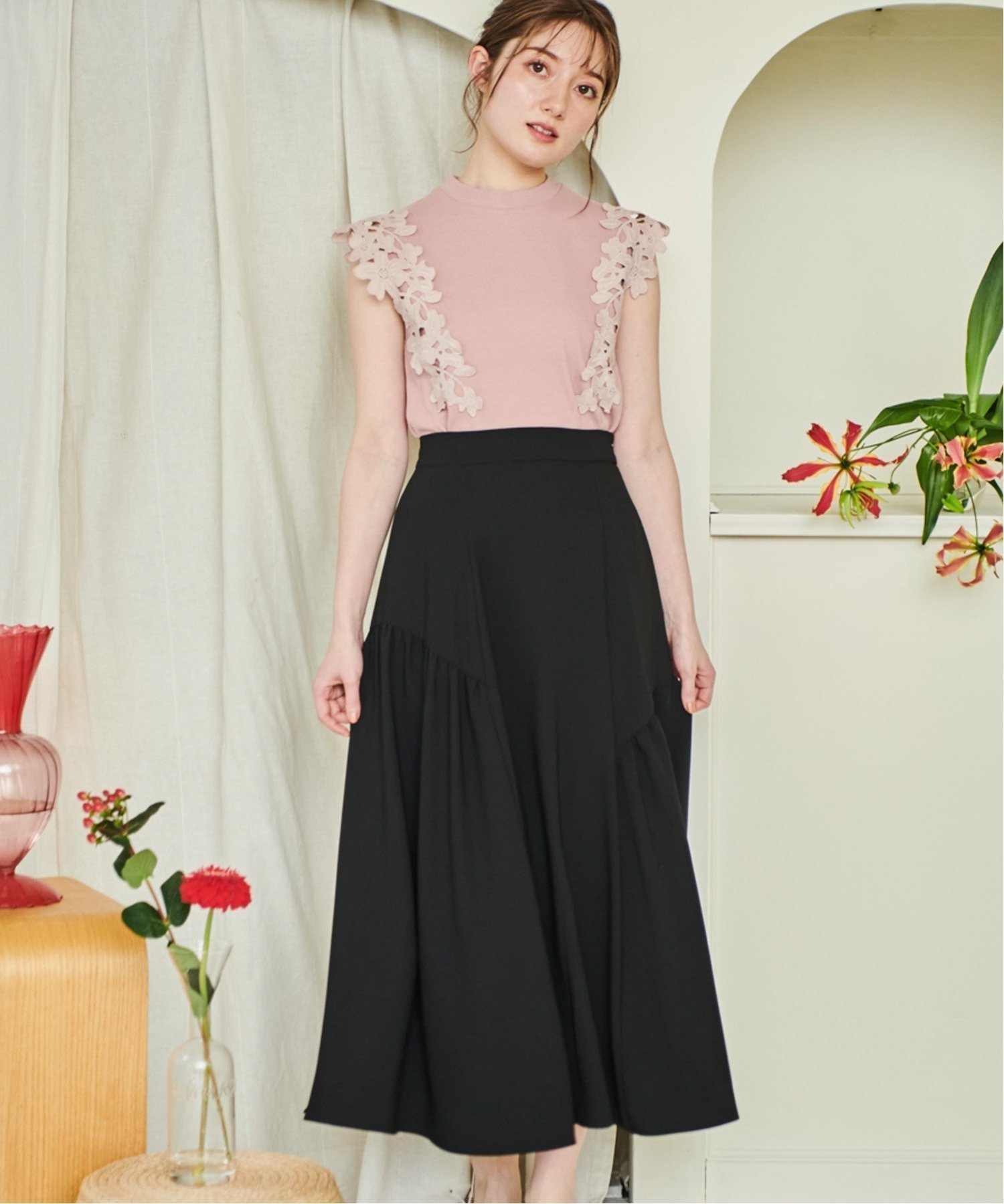 【ノエラ/Noela】の切替スカート インテリア・キッズ・メンズ・レディースファッション・服の通販 founy(ファニー) 　ファッション　Fashion　レディースファッション　Ladies' Fashion Online　スカート　Skirt　トレンド　Trend　フェミニン　Feminine　切替　Switching　ブラック|ID: prp329100004598876 ipo3291000000032690271