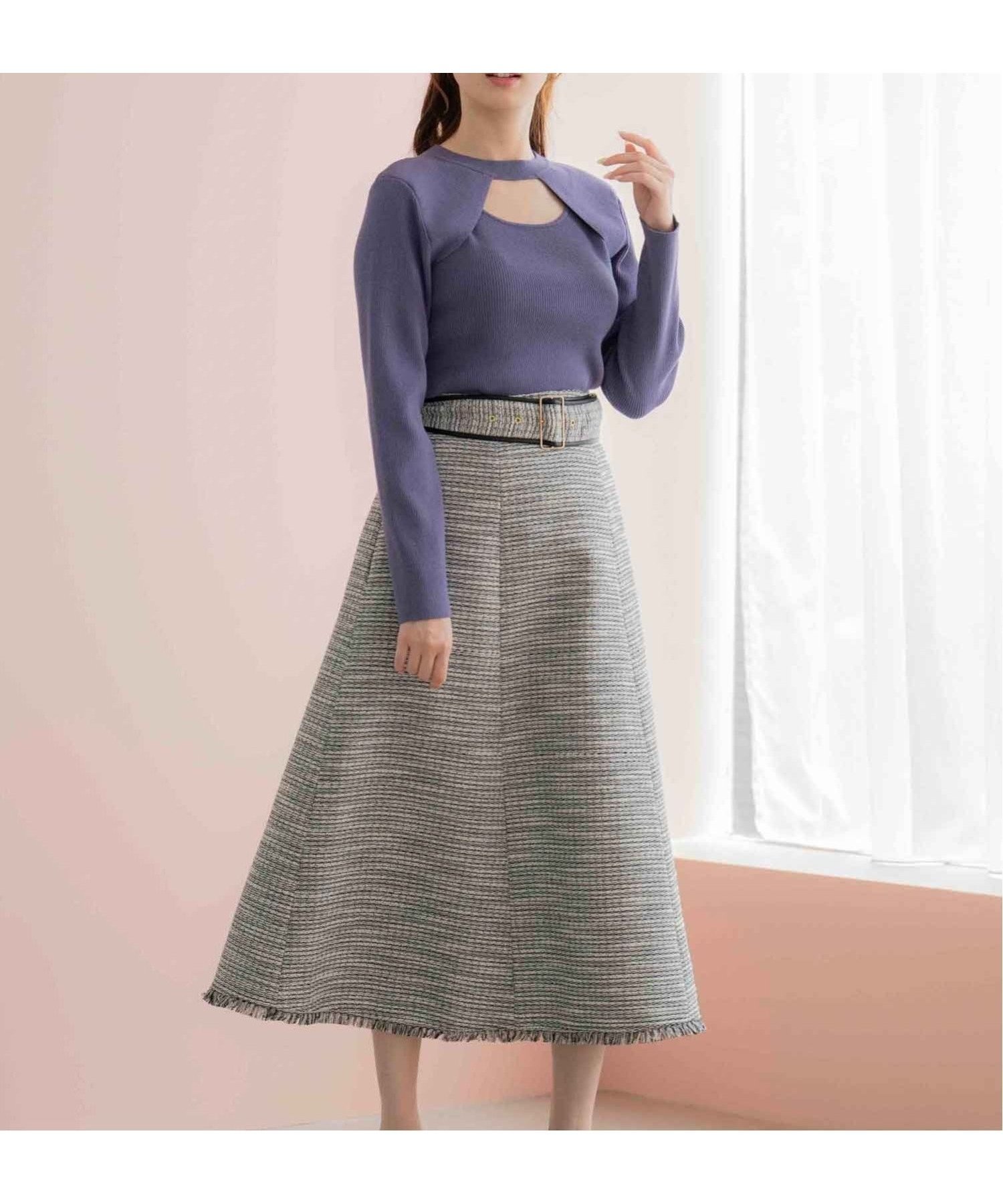 【ノエラ/Noela】の配色ベルトツイードスカート インテリア・キッズ・メンズ・レディースファッション・服の通販 founy(ファニー) 　ファッション　Fashion　レディースファッション　Ladies' Fashion Online　スカート　Skirt　ベルト　Belts　ツイード　Tweed　ポケット　Pocket　エレガント 上品　Elegant　秋　Autumn/Fall　ブラック|ID: prp329100004598908 ipo3291000000032690618