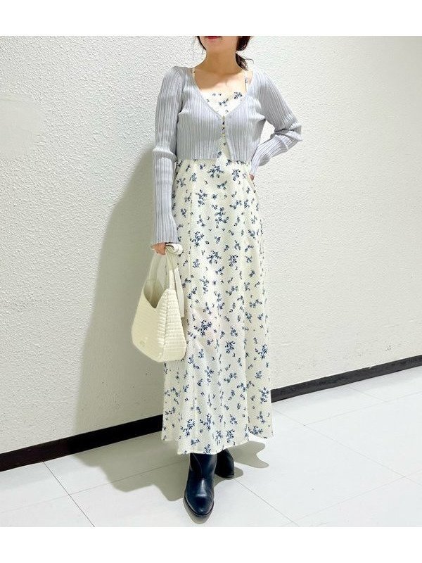 【リリーブラウン/Lily Brown】のニットカーデセットキャミワンピース 人気、トレンドファッション・服の通販 founy(ファニー) 　ファッション　Fashion　レディースファッション　Ladies' Fashion Online　ワンピース　Dress　キャミワンピース　No Sleeve Dresses　イエロー　Yellow　エレガント 上品　Elegant　カーディガン　Cardigan　キャミワンピース　Cami Dress　コンパクト　Compact　バランス　Balance　プリント　Print　ボレロ　Bolero　マーメイド　Mermaid　ミックス　Mix　リボン　Ribbon　 other-1|ID: prp329100004598933 ipo3291000000032690798