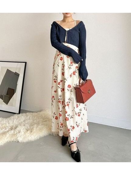【リリーブラウン/Lily Brown】のニットカーデセットキャミワンピース インテリア・キッズ・メンズ・レディースファッション・服の通販 founy(ファニー) 　ファッション　Fashion　レディースファッション　Ladies' Fashion Online　ワンピース　Dress　キャミワンピース　No Sleeve Dresses　イエロー　Yellow　エレガント 上品　Elegant　カーディガン　Cardigan　キャミワンピース　Cami Dress　コンパクト　Compact　バランス　Balance　プリント　Print　ボレロ　Bolero　マーメイド　Mermaid　ミックス　Mix　リボン　Ribbon　YEL[032]|ID: prp329100004598933 ipo3291000000032690801