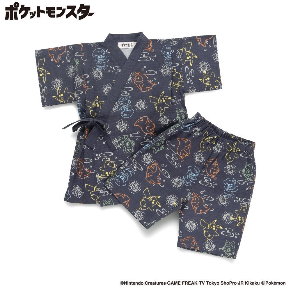 【ブランシェス/branshes / KIDS】の【Pokemon/ポケモン】総柄ジンベイ インテリア・キッズ・メンズ・レディースファッション・服の通販 founy(ファニー) 　ファッション　Fashion　キッズファッション　KIDS Children’s Clothing　おすすめ　Recommend　パジャマ　Pajamas　ポケット　Pocket　夏　Summer　ネイビーブルー|ID: prp329100004598934 ipo3291000000032690804