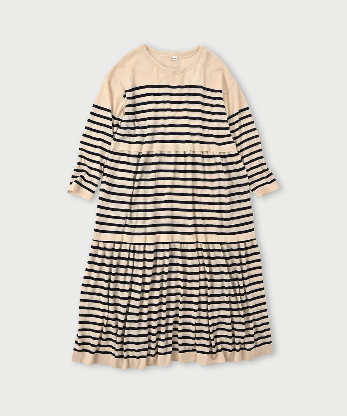 【その他のブランド/Other】の梳毛天竺のバスクティアードドレス 人気、トレンドファッション・服の通販 founy(ファニー) 　ファッション　Fashion　レディースファッション　Ladies' Fashion Online　ワンピース　Dress　ドレス　Party Dresses　カットソー　Cut And Sew　ギャザー　Gather　クラシック　Classic　ニットソー　Knit Sew　ボーダー　Border　 other-1|ID: prp329100004598957 ipo3291000000032690992