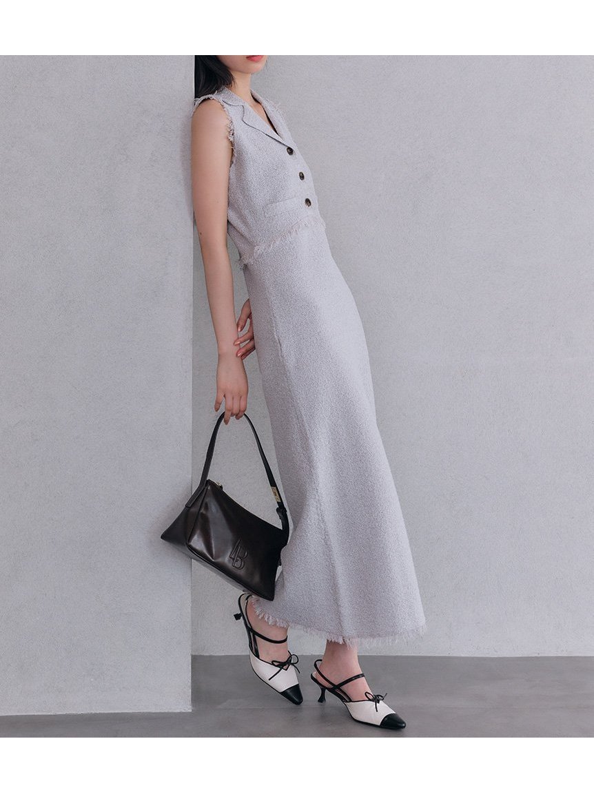 【リリーブラウン/Lily Brown】のツイードジレニットワンピース 人気、トレンドファッション・服の通販 founy(ファニー) 　ファッション　Fashion　レディースファッション　Ladies' Fashion Online　アウター　Coat Outerwear　ワンピース　Dress　ニットワンピース　Knit Dresses　エレガント 上品　Elegant　クラシカル　Classical　ストレート　Straight　フリンジ　Fringe　ポケット　Pocket　マニッシュ　Mannish　ループ　Loop　 other-1|ID: prp329100004598964 ipo3291000000032691059