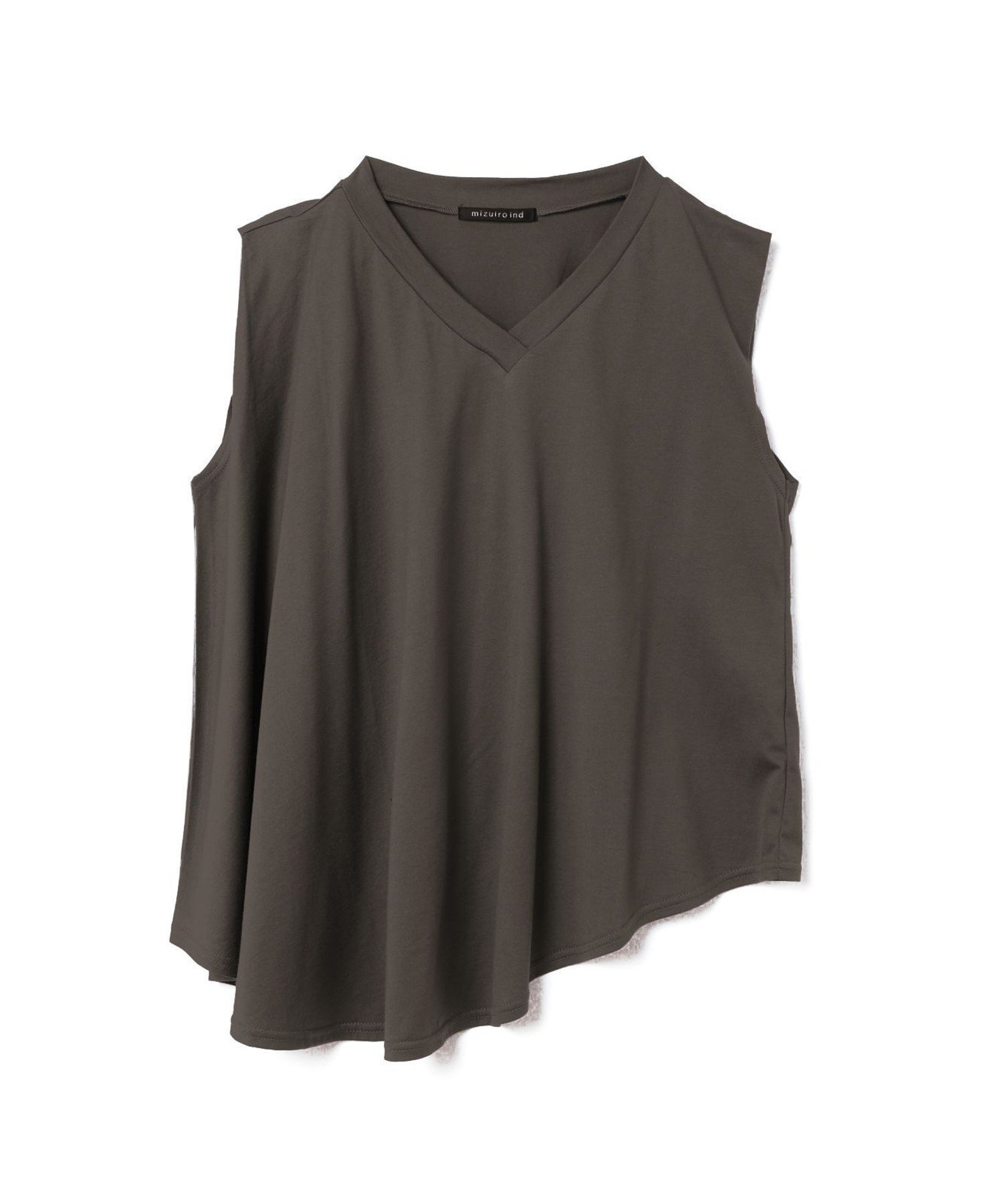 【マーコート/MARcourt】のmizuiro ind Vネックアシンメトリーノースリーブプルオーバー インテリア・キッズ・メンズ・レディースファッション・服の通販 founy(ファニー) 　ファッション　Fashion　レディースファッション　Ladies' Fashion Online　トップス・カットソー　Tops/Tshirt　キャミソール / ノースリーブ　No Sleeves　プルオーバー　Pullover　Vネック　V-Neck　アシンメトリー　Asymmetry　ノースリーブ　No Sleeve　ポケット　Pocket　無地　Plain Color　チャコールグレー|ID: prp329100004598973 ipo3291000000032691115