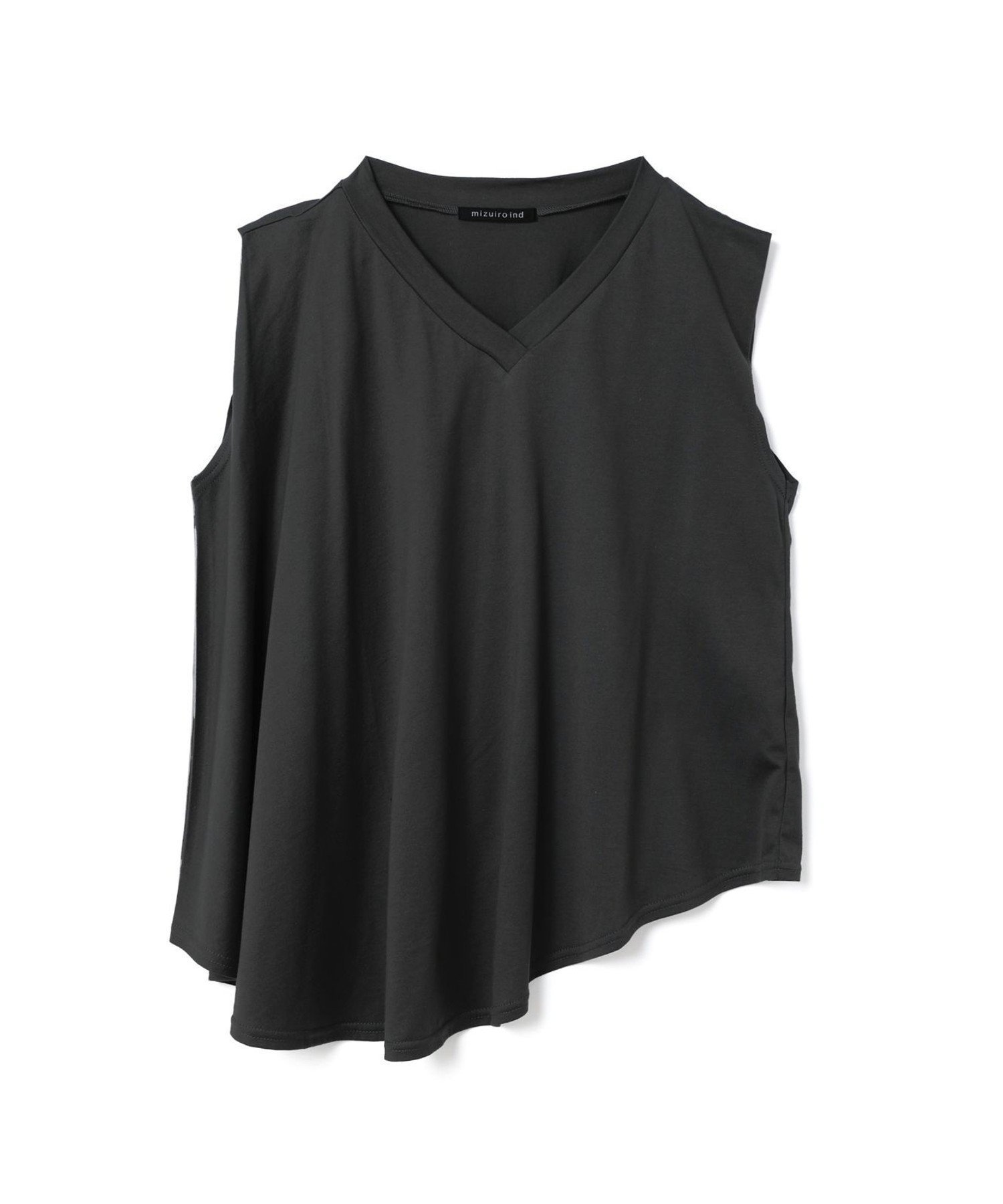 【マーコート/MARcourt】のmizuiro ind Vネックアシンメトリーノースリーブプルオーバー インテリア・キッズ・メンズ・レディースファッション・服の通販 founy(ファニー) 　ファッション　Fashion　レディースファッション　Ladies' Fashion Online　トップス・カットソー　Tops/Tshirt　キャミソール / ノースリーブ　No Sleeves　プルオーバー　Pullover　Vネック　V-Neck　アシンメトリー　Asymmetry　ノースリーブ　No Sleeve　ポケット　Pocket　無地　Plain Color　ブラック|ID: prp329100004598973 ipo3291000000032691116