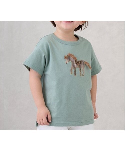 【その他のブランド/Other】のアップリケ車・ポニー半袖Tシャツ インテリア・キッズ・メンズ・レディースファッション・服の通販 founy(ファニー) 　ファッション　Fashion　キッズファッション　KIDS Children’s Clothing　タッセル　Tassel　ポケット　Pocket　モチーフ　Motif　半袖　Short Sleeve　ライト グリーン|ID: prp329100004598982 ipo3291000000032691171