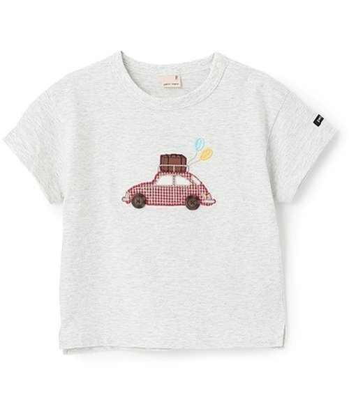 【その他のブランド/Other】のアップリケ車・ポニー半袖Tシャツ インテリア・キッズ・メンズ・レディースファッション・服の通販 founy(ファニー) 　ファッション　Fashion　キッズファッション　KIDS Children’s Clothing　タッセル　Tassel　ポケット　Pocket　モチーフ　Motif　半袖　Short Sleeve　シロ杢|ID: prp329100004598982 ipo3291000000032691174
