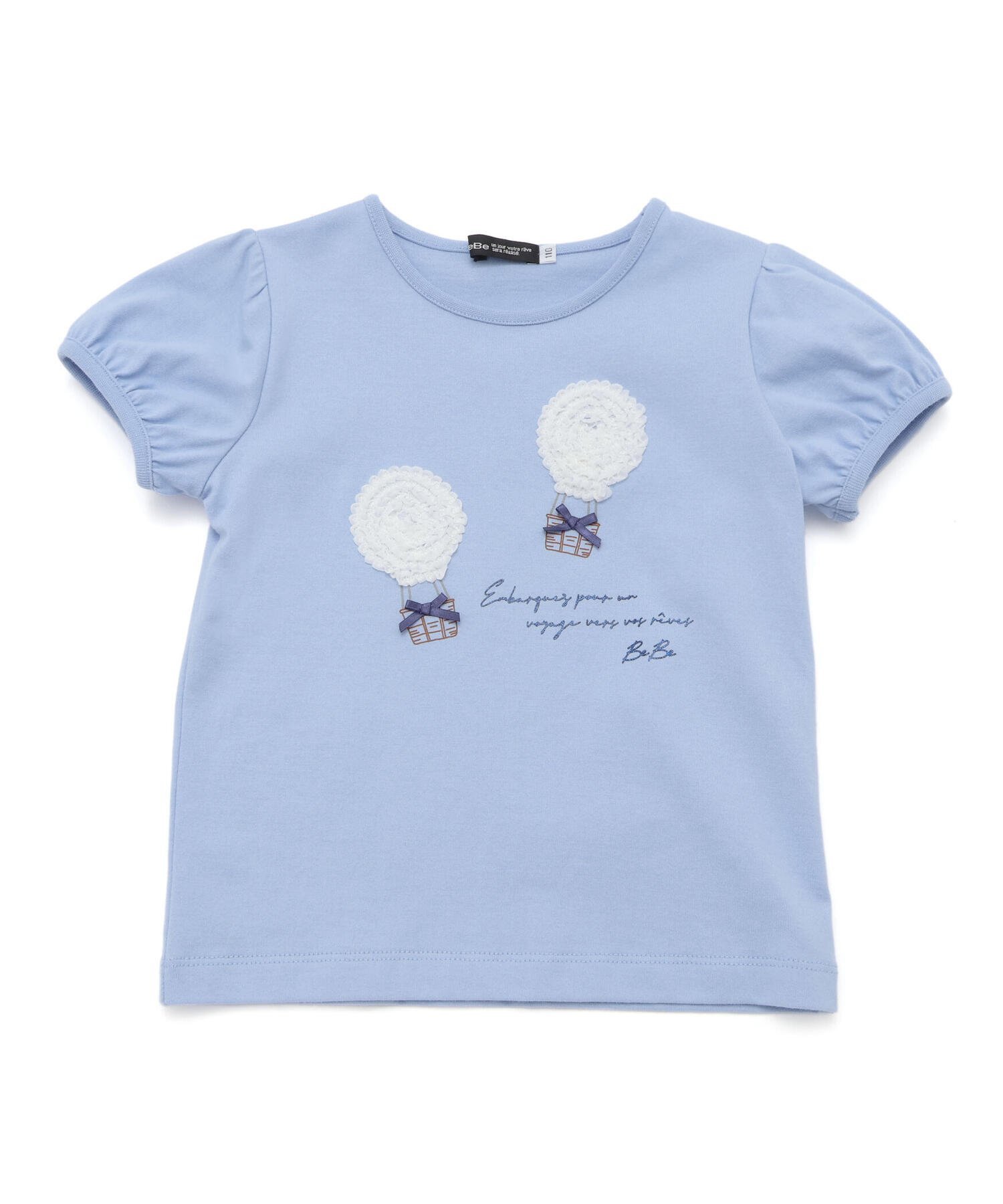 【その他のブランド/Other】のシフォン気球モチーフ天竺パフスリーブTシャツ(80~150cm) インテリア・キッズ・メンズ・レディースファッション・服の通販 founy(ファニー) 　ファッション　Fashion　キッズファッション　KIDS Children’s Clothing　おすすめ　Recommend　グリッター　Glitter　コンパクト　Compact　シフォン　Chiffon　スリーブ　Sleeve　チェリー　Cherry　バルーン　Balloon　フリル　Frills　プリント　Print　ボトム　Bottom　モチーフ　Motif　リボン　Ribbon　ブルー|ID: prp329100004598988 ipo3291000000032691239