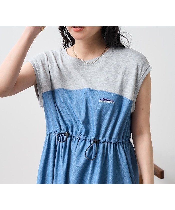 【フリークスストア/FREAK'S STORE】のカットソードッキングワンピース デニムライク 25SS 人気、トレンドファッション・服の通販 founy(ファニー) 　ファッション　Fashion　レディースファッション　Ladies' Fashion Online　ワンピース　Dress　ストレッチ　Stretch　スペシャル　Special　スリーブ　Sleeve　ドッキング　Docking　ドローコード　Draw Cord　フレンチ　French　ポケット　Pocket　別注　Special Order　メッシュ　Mesh　S/S・春夏　Ss・Spring/Summer　おすすめ　Recommend　夏　Summer　旅行　Travel　2025年　2025　2025春夏・S/S　Ss,Spring/Summer,2025　 other-1|ID: prp329100004598989 ipo3291000000032691240