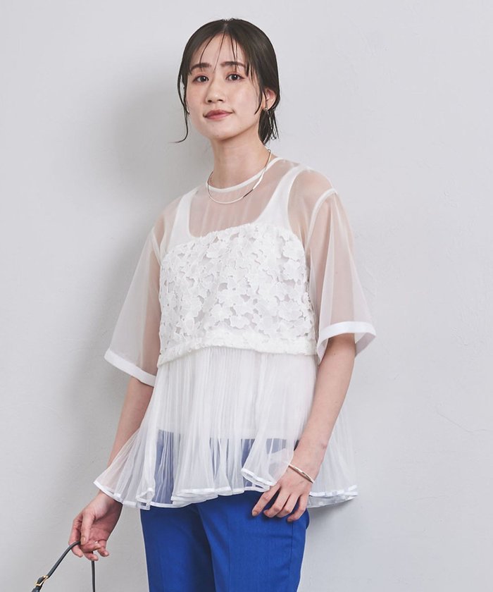 【その他のブランド/Other】のエンブロイダリー プリーツ ブラウス インテリア・キッズ・メンズ・レディースファッション・服の通販 founy(ファニー) https://founy.com/ ファッション Fashion レディースファッション Fashion for Women トップス・カットソー Cut & Sew Tops シャツ・ブラウス・オフィスカジュアル Elegant Blouses & Button-Ups おすすめ Recommended / Our Picks インナー Innerwear エレガント 上品 Elegant エンブロイダリー Embroidery Design オーガンジー Organza Fabric キャミソール Camisole, Spaghetti Strap Top ケミカル Chemical, Chemical Wash タンク Tank Top, Sleeveless Top パイピング Piping, Trim Design プリーツ Pleats, Pleated ミックス Mix, Mixed Style モチーフ Motif, Design Theme リボン Ribbon, Bow |ID: prp329100004599119 ipo3291000000033001754