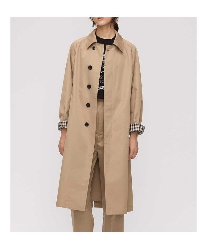 【アクアスキュータム/Aquascutum】のギャバジン バルマカンコート インテリア・キッズ・メンズ・レディースファッション・服の通販 founy(ファニー) 　ファッション　Fashion　レディースファッション　Ladies' Fashion Online　アウター　Coat Outerwear　コート　Coats　コンパクト　Compact　シャンブレー　Chambray　シンプル　Simple　定番　Standard　プリーツ　Pleats　ボックス　Box　ポケット　Pocket　おすすめ　Recommend　ベージュ|ID: prp329100004599134 ipo3291000000032692364