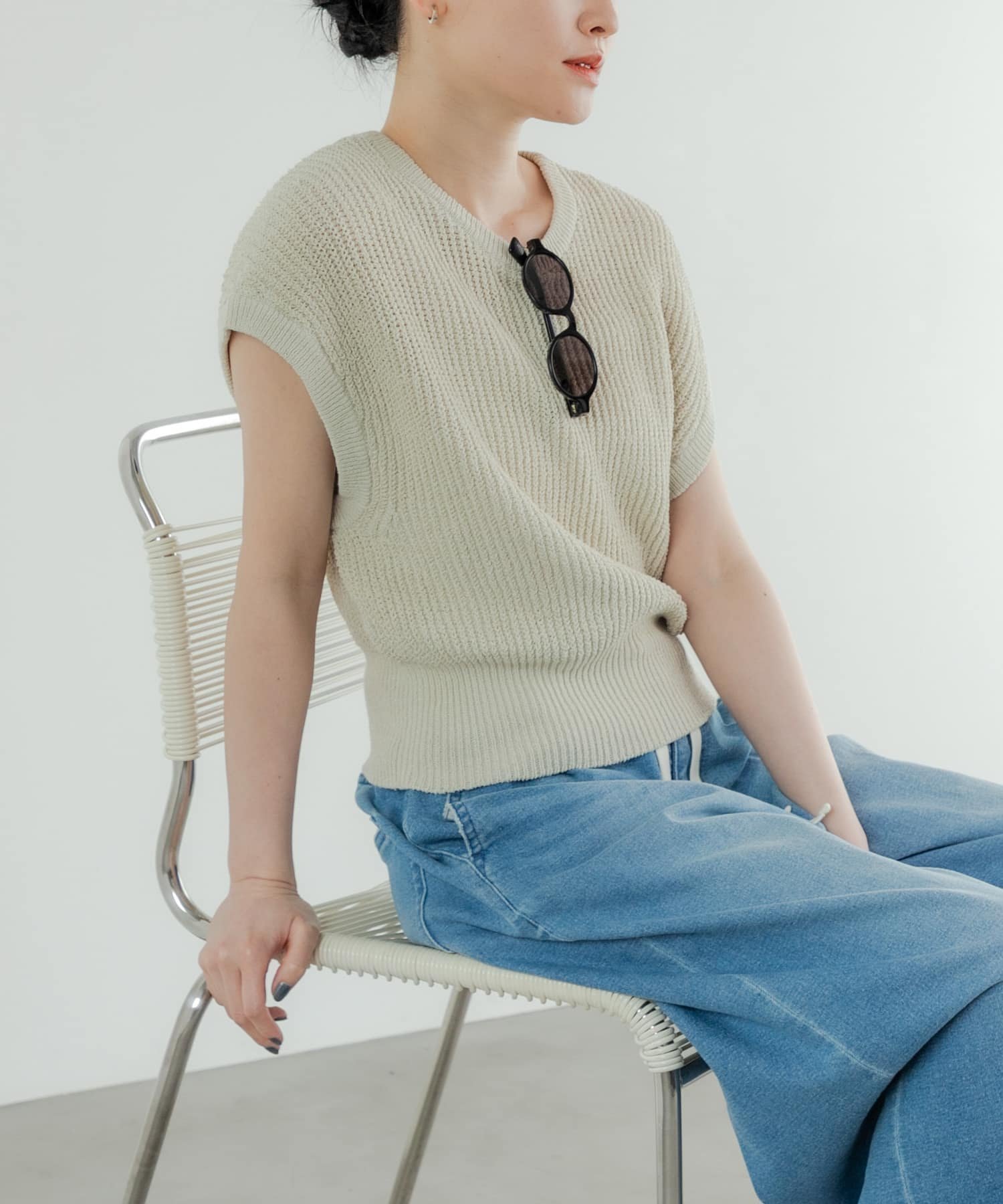 【アーバンリサーチ/URBAN RESEARCH】のペーパーヤーンフレンチスリーブニット インテリア・キッズ・メンズ・レディースファッション・服の通販 founy(ファニー) 　ファッション　Fashion　レディースファッション　Ladies' Fashion Online　トップス・カットソー　Tops/Tshirt　ニット　Knit Tops　2025年　2025　2025春夏・S/S　Ss,Spring/Summer,2025　おすすめ　Recommend　キャミワンピース　Cami Dress　スラックス　Slacks　スリーブ　Sleeve　デニム　Denim　フレンチ　French　ベーシック　Basic　夏　Summer　S/S・春夏　Ss・Spring/Summer　BEIGE|ID: prp329100004599142 ipo3291000000032692478