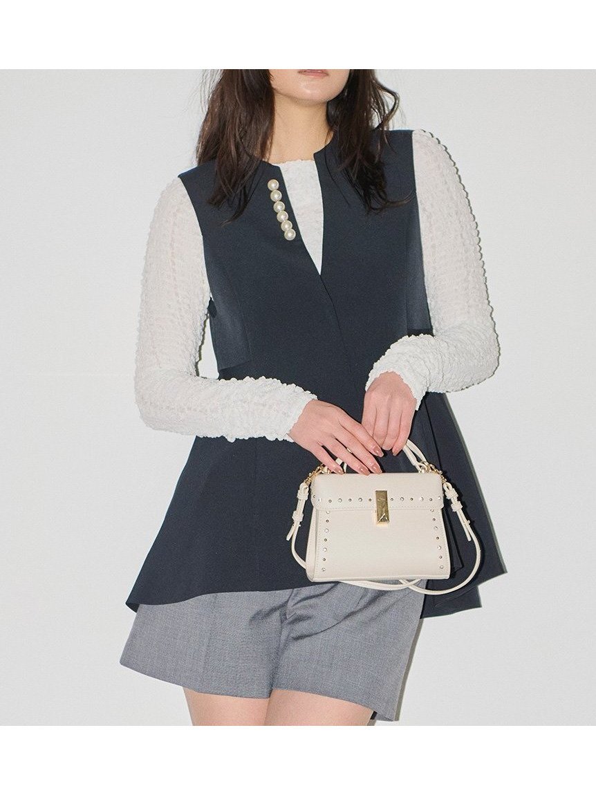 【セルフォード/CELFORD】のパールペプラムジレ インテリア・キッズ・メンズ・レディースファッション・服の通販 founy(ファニー) 　ファッション　Fashion　レディースファッション　Ladies' Fashion Online　アウター　Coat Outerwear　トップス・カットソー　Tops/Tshirt　ベスト/ジレ　Gilets/Vests　ストレッチ　Stretch　パターン　Pattern　パール　Pearl　BLK[009]|ID: prp329100004599150 ipo3291000000032692549