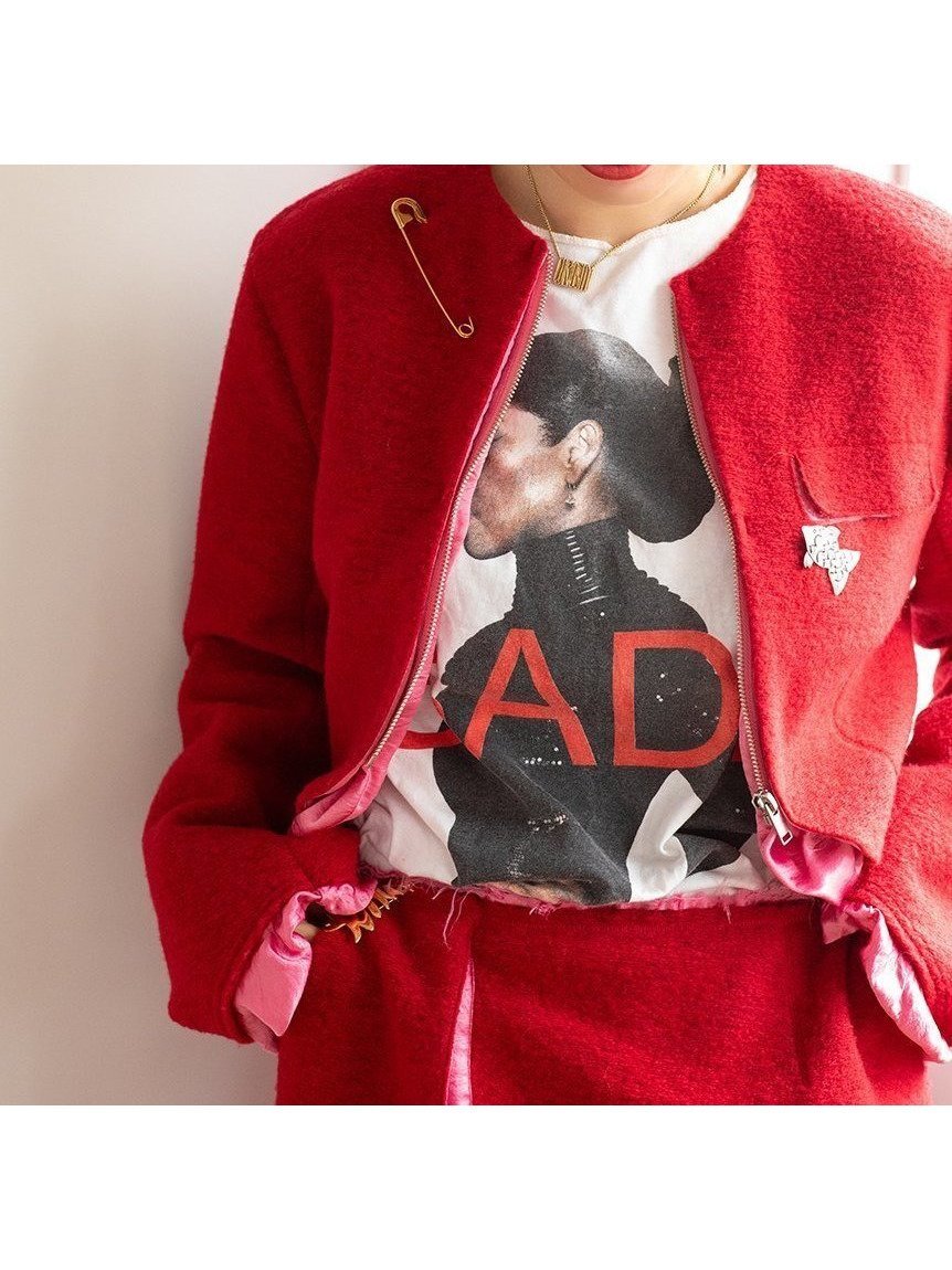 【スタイリング/styling】の【セットアップ対応】【YOSHIMI NAGAO】ショートジャケット インテリア・キッズ・メンズ・レディースファッション・服の通販 founy(ファニー) 　ファッション　Fashion　レディースファッション　Ladies' Fashion Online　アウター　Coat Outerwear　ジャケット　Jackets　おすすめ　Recommend　エレガント 上品　Elegant　クロップド　Cropped　コレクション　Collection　ショート　Short　ジップ　Zip　ジャケット　Jacket　スラックス　Slacks　セットアップ　Set Up　チュール　Tulle　ツイスト　Twist　バルーン　Balloon　フロント　Front　ポケット　Pocket　ライナー　Liner　RED[046]|ID: prp329100004599156 ipo3291000000032692600