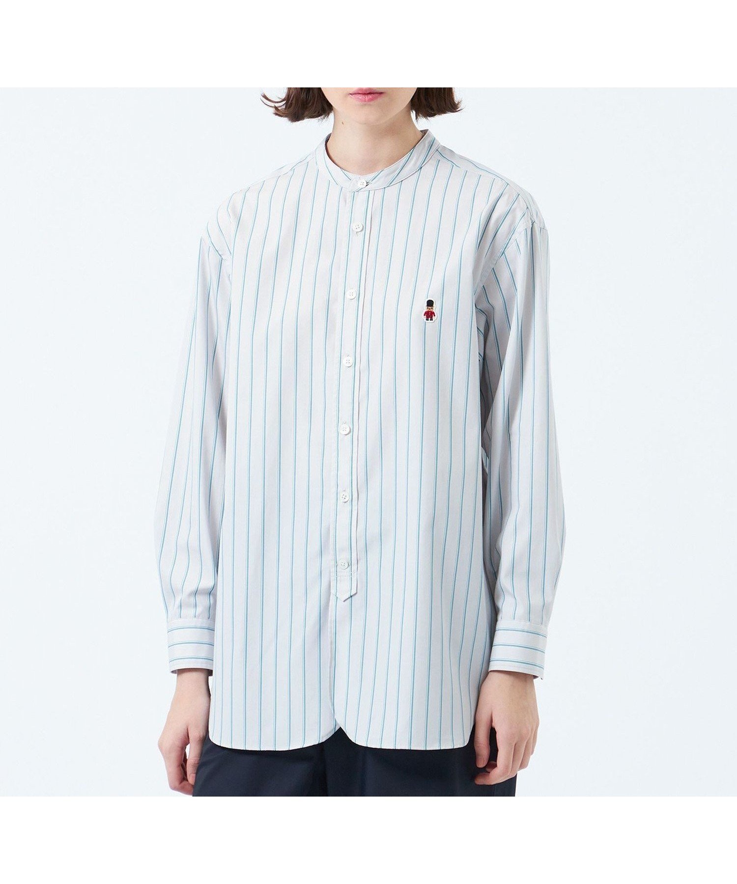 【マッキントッシュ フィロソフィー/MACKINTOSH PHILOSOPHY】のバッキンガムベア バンドカラーシャツ インテリア・キッズ・メンズ・レディースファッション・服の通販 founy(ファニー) 　ファッション　Fashion　レディースファッション　Ladies' Fashion Online　トップス・カットソー　Tops/Tshirt　シャツ/ブラウス　Shirts/Blouses　おすすめ　Recommend　ストライプ　Stripe　リラックス　Relax　ロンドン　London　冬　Winter　夏　Summer　定番　Standard　春　Spring　秋　Autumn/Fall　グリーン|ID: prp329100004599163 ipo3291000000032692691