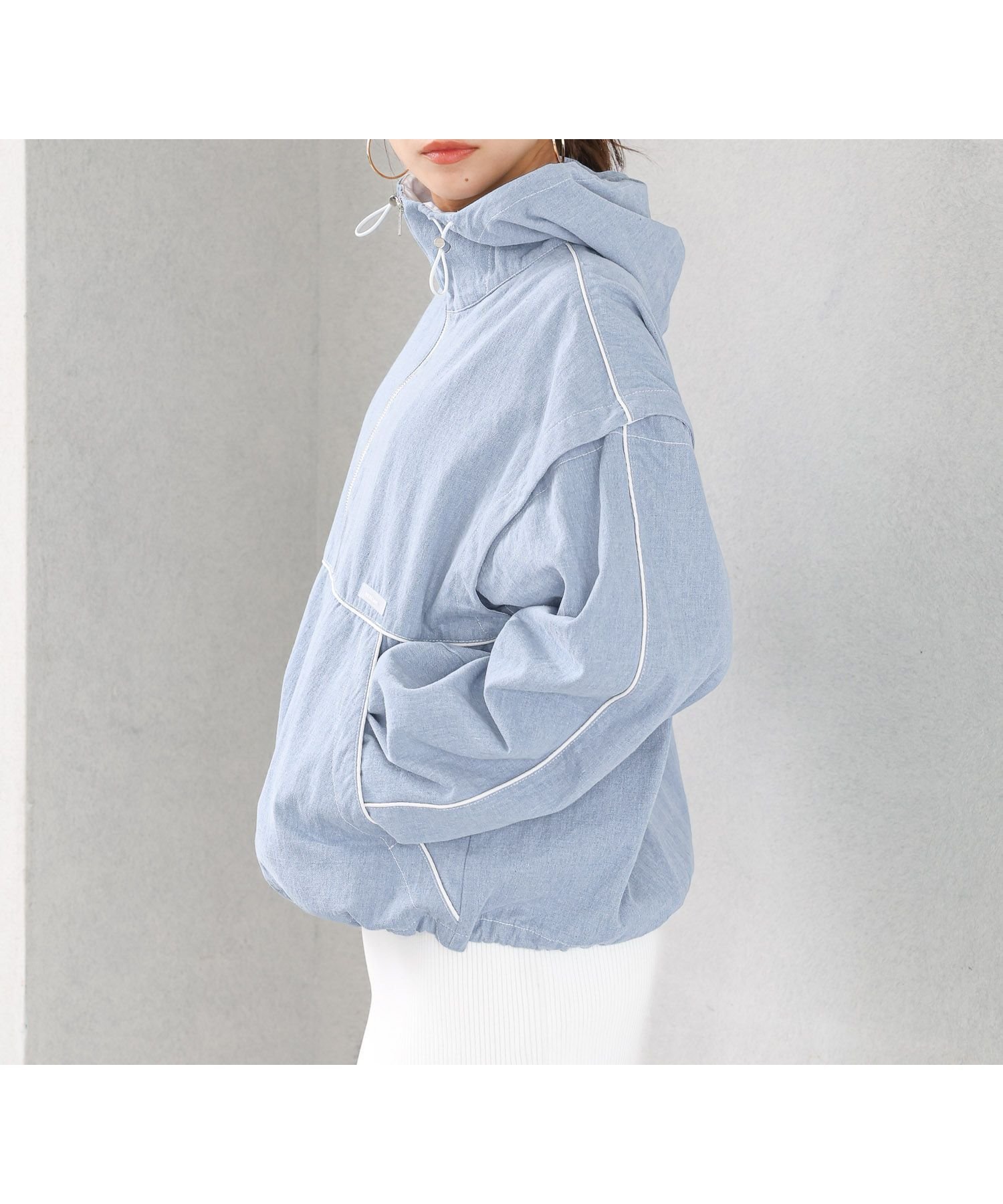 【ベイフロー/BAYFLOW】の【HEREIAM】2WAYスリーブアノラック インテリア・キッズ・メンズ・レディースファッション・服の通販 founy(ファニー) 　ファッション　Fashion　レディースファッション　Ladies' Fashion Online　シリコン　Silicon　スリーブ　Sleeve　チェック　Check　デニム　Denim　ノースリーブ　No Sleeve　レギンス　Leggings　夏　Summer　デニム81|ID: prp329100004599178 ipo3291000000032692865