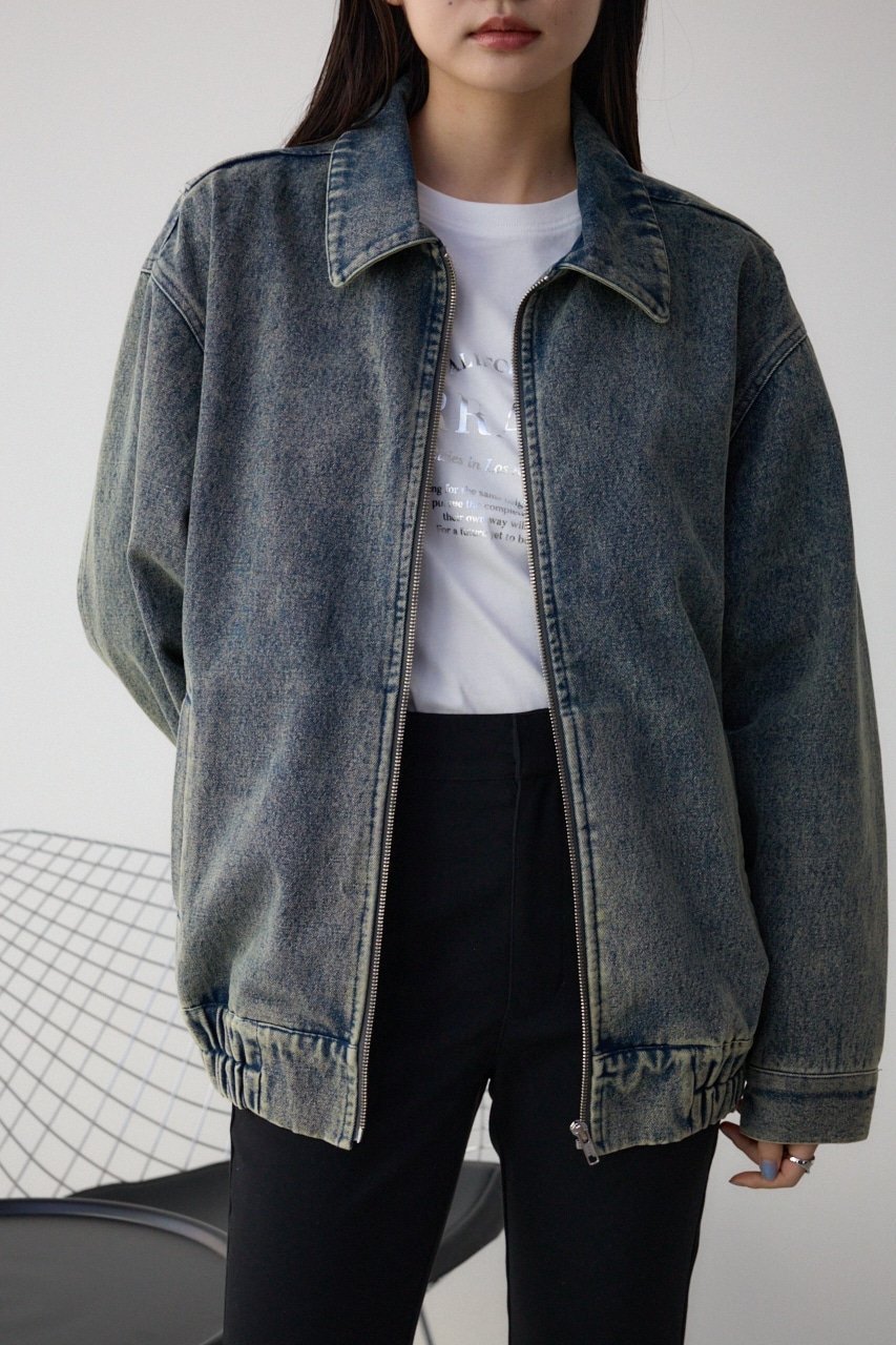【アズール バイ マウジー/AZUL by moussy】のヴィンテージライクデニムブルゾン インテリア・キッズ・メンズ・レディースファッション・服の通販 founy(ファニー) 　ファッション　Fashion　レディースファッション　Fashion for Women　アウター　Coat / Outerwear Collection　ブルゾンジャケット・スポーティアウター　Blouson Jackets　おすすめ　Recommended / Our Picks　ケミカル　Chemical, Chemical Wash　トレンド　Trend, Trending Now　ボトム　Bottoms, Lower Wear　ルーズ　Loose, Oversized　BLU|ID: prp329100004599198 ipo3291000000033554230