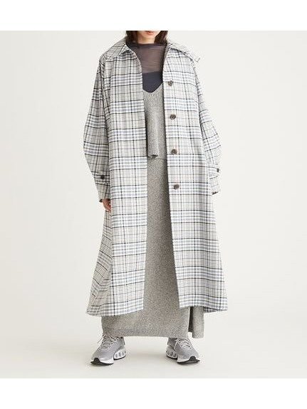 【エミ/emmi】の撥水チェックステンカラーコート インテリア・キッズ・メンズ・レディースファッション・服の通販 founy(ファニー) 　ファッション　Fashion　レディースファッション　Ladies' Fashion Online　アウター　Coat Outerwear　コート　Coats　スタンド　Stand　チェック　Check　デニム　Denim　ブラウジング　Browsing　プリント　Print　ベーシック　Basic　ポケット　Pocket　春　Spring　無地　Plain Color　LBLU[081]|ID: prp329100004599211 ipo3291000000032693211