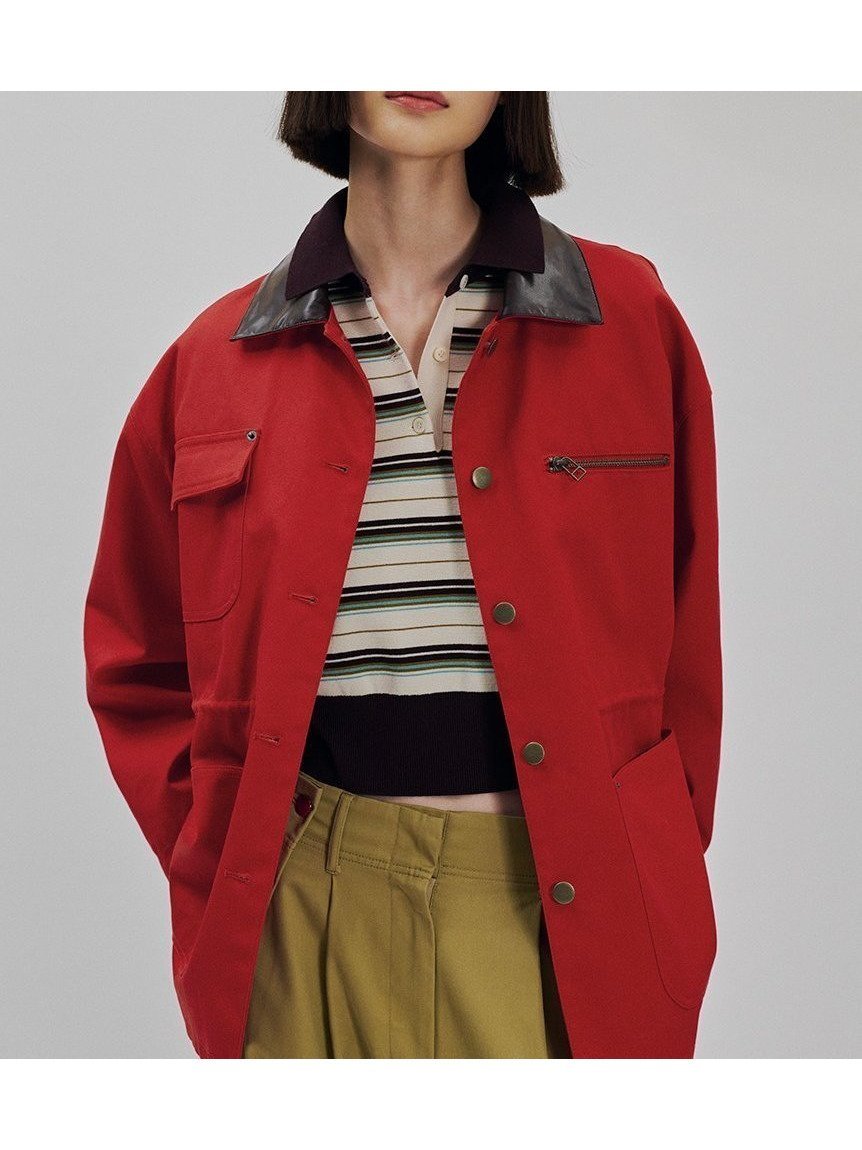 【エミ/emmi】のコットンカバーオールジャケット インテリア・キッズ・メンズ・レディースファッション・服の通販 founy(ファニー) 　ファッション　Fashion　レディースファッション　Ladies' Fashion Online　アウター　Coat Outerwear　ジャケット　Jackets　おすすめ　Recommend　バランス　Balance　ポケット　Pocket　RED[046]|ID: prp329100004599212 ipo3291000000032693218