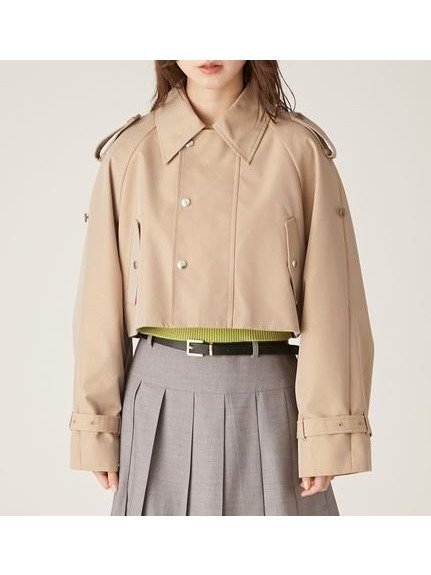 【リリーブラウン/Lily Brown】のシャンブレーフレアショートトレンチ インテリア・キッズ・メンズ・レディースファッション・服の通販 founy(ファニー) 　ファッション　Fashion　レディースファッション　Ladies' Fashion Online　コンパクト　Compact　シャンブレー　Chambray　バランス　Balance　フレア　Flare　フロント　Front　BEG[037]|ID: prp329100004599221 ipo3291000000032693264