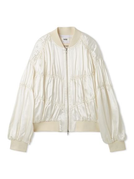 【ファーファー/FURFUR】の【WEB・一部店舗限定カラー】ギャザーMA1ブルゾン インテリア・キッズ・メンズ・レディースファッション・服の通販 founy(ファニー) 　ファッション　Fashion　レディースファッション　Fashion for Women　アウター　Coat / Outerwear Collection　ブルゾンジャケット・スポーティアウター　Blouson Jackets　ギャザー　Gathered, Ruffled　サテン　Satin, Glossy Fabric　フェミニン　Feminine, Girly　ブルゾン　Blouson, Bomber Jacket　ボトム　Bottoms, Lower Wear　OWHT[002]|ID: prp329100004599225 ipo3291000000032693289