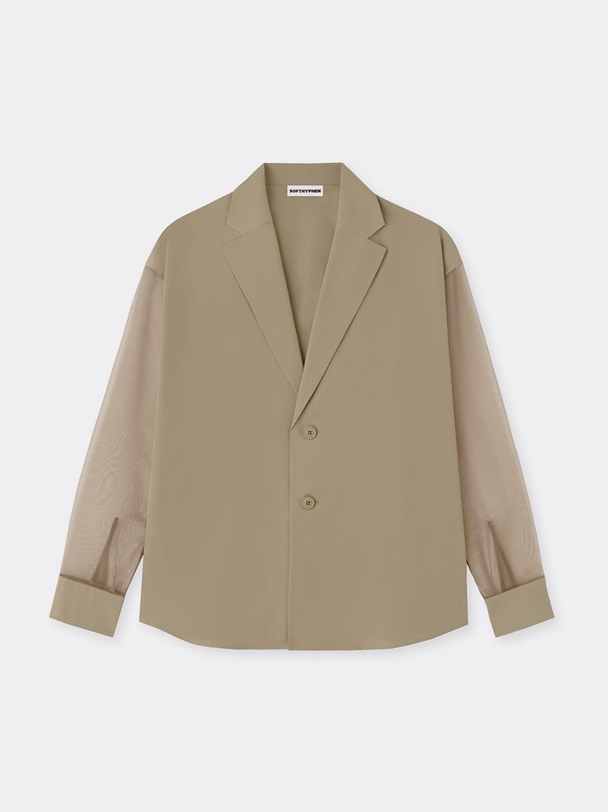 【その他のブランド/Other】のORGANZA SLEEVE SHIRT JACKET インテリア・キッズ・メンズ・レディースファッション・服の通販 founy(ファニー) 　ファッション　Fashion　レディースファッション　Fashion for Women　アウター　Coat / Outerwear Collection　レディースジャケット・軽アウター　Jackets　トップス・カットソー　Cut & Sew Tops　シャツ・ブラウス・オフィスカジュアル　Elegant Blouses & Button-Ups　オーガンジー　Organza Fabric　タイプライター　Typewriter Fabric, Crisp Cotton　BEG[037]|ID: prp329100004599236 ipo3291000000032693369