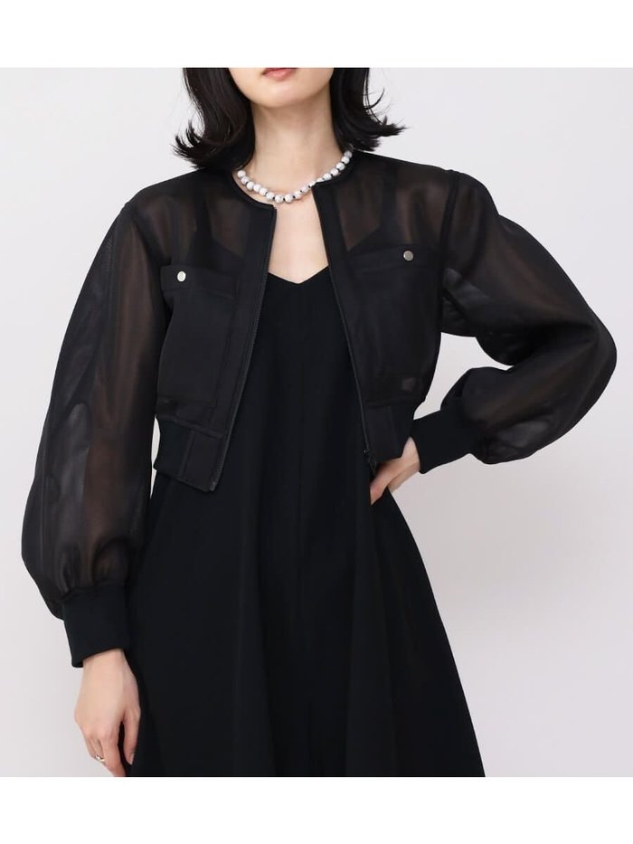 【ラシュッド/LASUD】のクロップドメッシュブルゾン インテリア・キッズ・メンズ・レディースファッション・服の通販 founy(ファニー) https://founy.com/ ファッション Fashion レディースファッション Fashion for Women アウター Coat / Outerwear Collection ブルゾンジャケット・スポーティアウター Blouson Jackets クッション Cushion, Throw Pillow クロップド Cropped, Short Length コレクション Collection, Seasonal Line コンパクト Compact, Small Size スリーブ Sleeve, Long Sleeve / Short Sleeve ダブル Double, Double-Breasted ラッセル Raschel, Raschel Lace エレガント 上品 Elegant |ID: prp329100004599249 ipo3291000000032693441