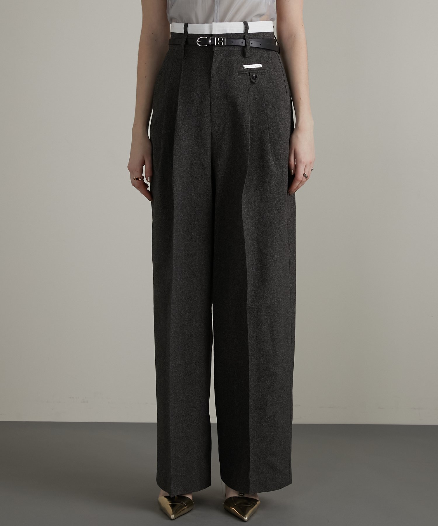 【プランク プロジェクト/PRANK PROJECT】のメランジタックボリュームパンツ / Melange Tuck Voluminous Pants 人気、トレンドファッション・服の通販 founy(ファニー) 　ファッション　Fashion　レディースファッション　Ladies' Fashion Online　パンツ　Pants　おすすめ　Recommend　セットアップ　Set Up　センター　Center　タンブラー　Tumbler　ネップ　Nep Yarn　フロント　Front　リアル　Real　ワイド　Wide　 other-1|ID: prp329100004599258 ipo3291000000032693534