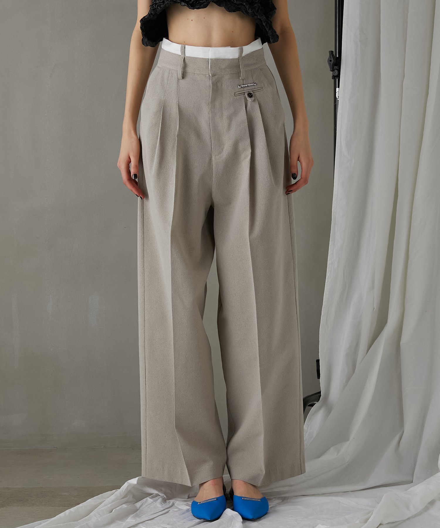 【プランク プロジェクト/PRANK PROJECT】のメランジタックボリュームパンツ / Melange Tuck Voluminous Pants インテリア・キッズ・メンズ・レディースファッション・服の通販 founy(ファニー) 　ファッション　Fashion　レディースファッション　Ladies' Fashion Online　パンツ　Pants　おすすめ　Recommend　セットアップ　Set Up　センター　Center　タンブラー　Tumbler　ネップ　Nep Yarn　フロント　Front　リアル　Real　ワイド　Wide　BGE|ID: prp329100004599258 ipo3291000000032693538