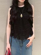 【リリーブラウン/Lily Brown】のクロシェニットトップス BLK[009]|ID: prp329100004599259 ipo3291000000032693539