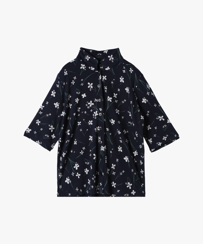 【アニエスベー ファム/agnes b. FEMME】のフラワープリント オフィサーカラー 5分袖 ブラウス Gina インテリア・キッズ・メンズ・レディースファッション・服の通販 founy(ファニー) https://founy.com/ ファッション Fashion レディースファッション Ladies' Fashion Online トップス・カットソー Tops/Tshirt シャツ/ブラウス Shirts/Blouses 花柄・フラワープリント・モチーフ Flower Patterns シンプル Simple フラワー Flower プリント Print 夏 Summer 春 Spring |ID: prp329100004599262 ipo3291000000032693562