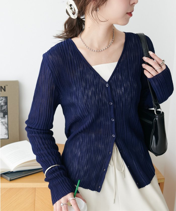 【ディスコート/Discoat】のシアーリブVネックカーディガン インテリア・キッズ・メンズ・レディースファッション・服の通販 founy(ファニー) https://founy.com/ ファッション Fashion レディースファッション Ladies' Fashion Online トップス・カットソー Tops/Tshirt カーディガン Cardigans Vネック V-Neck カーディガン Cardigan シアー Sheer フィット Fit リブニット Rib Knit 夏 Summer 春 Spring S/S・春夏 Ss・Spring/Summer |ID: prp329100004599584 ipo3291000000032697002
