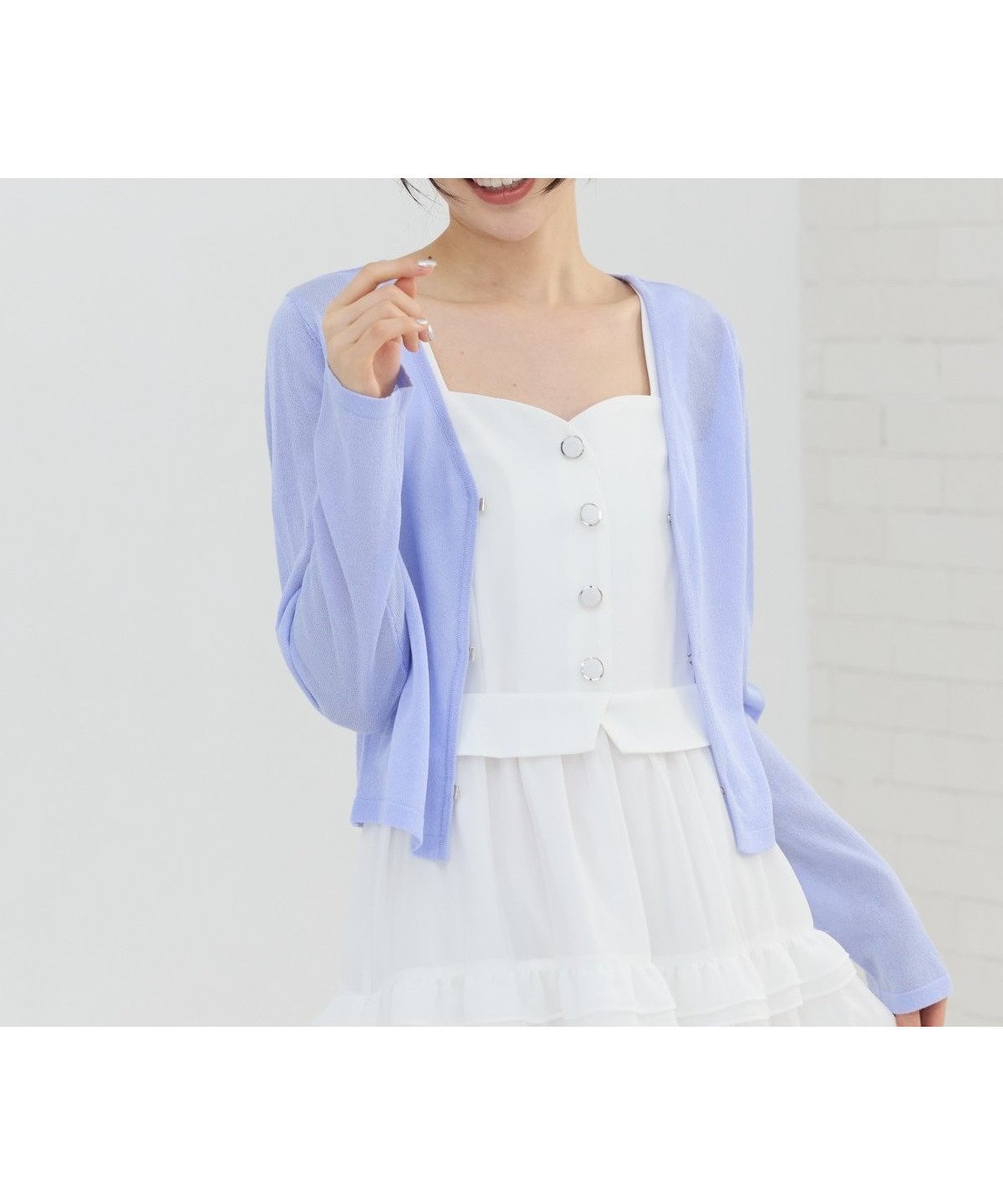 【レディアゼル/REDYAZEL】のVネックライトシアーカーディガン インテリア・キッズ・メンズ・レディースファッション・服の通販 founy(ファニー) 　ファッション　Fashion　レディースファッション　Ladies' Fashion Online　トップス・カットソー　Tops/Tshirt　カーディガン　Cardigans　Vネック　V-Neck　イエロー　Yellow　カーディガン　Cardigan　クロップド　Cropped　タンク　Tank　メタル　Metal　夏　Summer　定番　Standard　ブルー|ID: prp329100004599589 ipo3291000000032697043