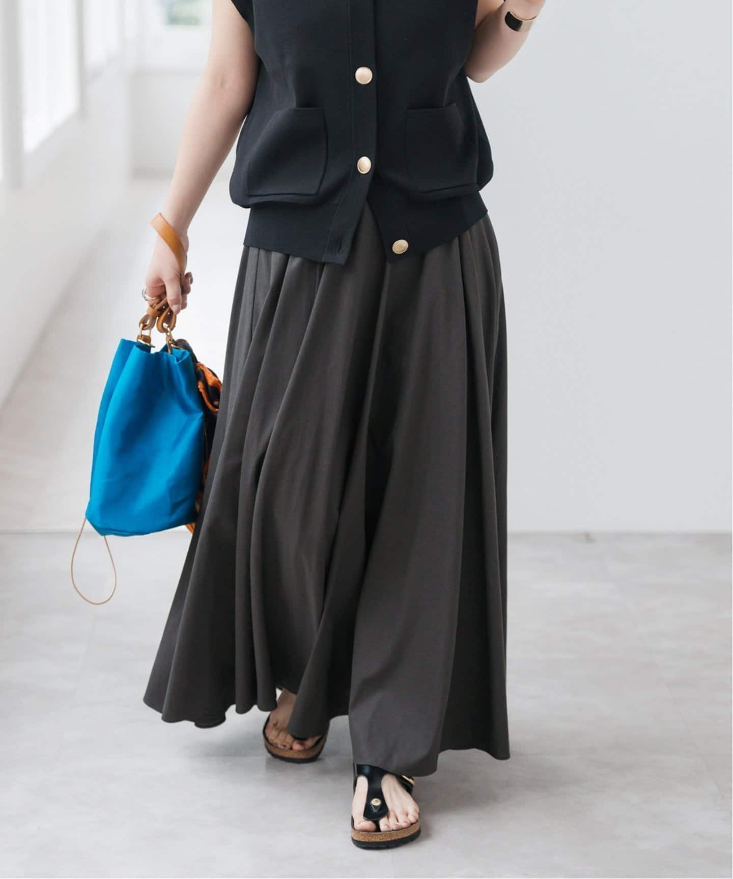 【スピック&スパン/Spick & Span】のPE/LIイージーフレアスカート インテリア・キッズ・メンズ・レディースファッション・服の通販 founy(ファニー) 　ファッション　Fashion　レディースファッション　Fashion for Women　スカート　Skirts　Aライン・フレアスカート　A-Line & Flared Skirts　人気　Popular, Best Seller　グレー|ID: prp329100004599636 ipo3291000000032697374