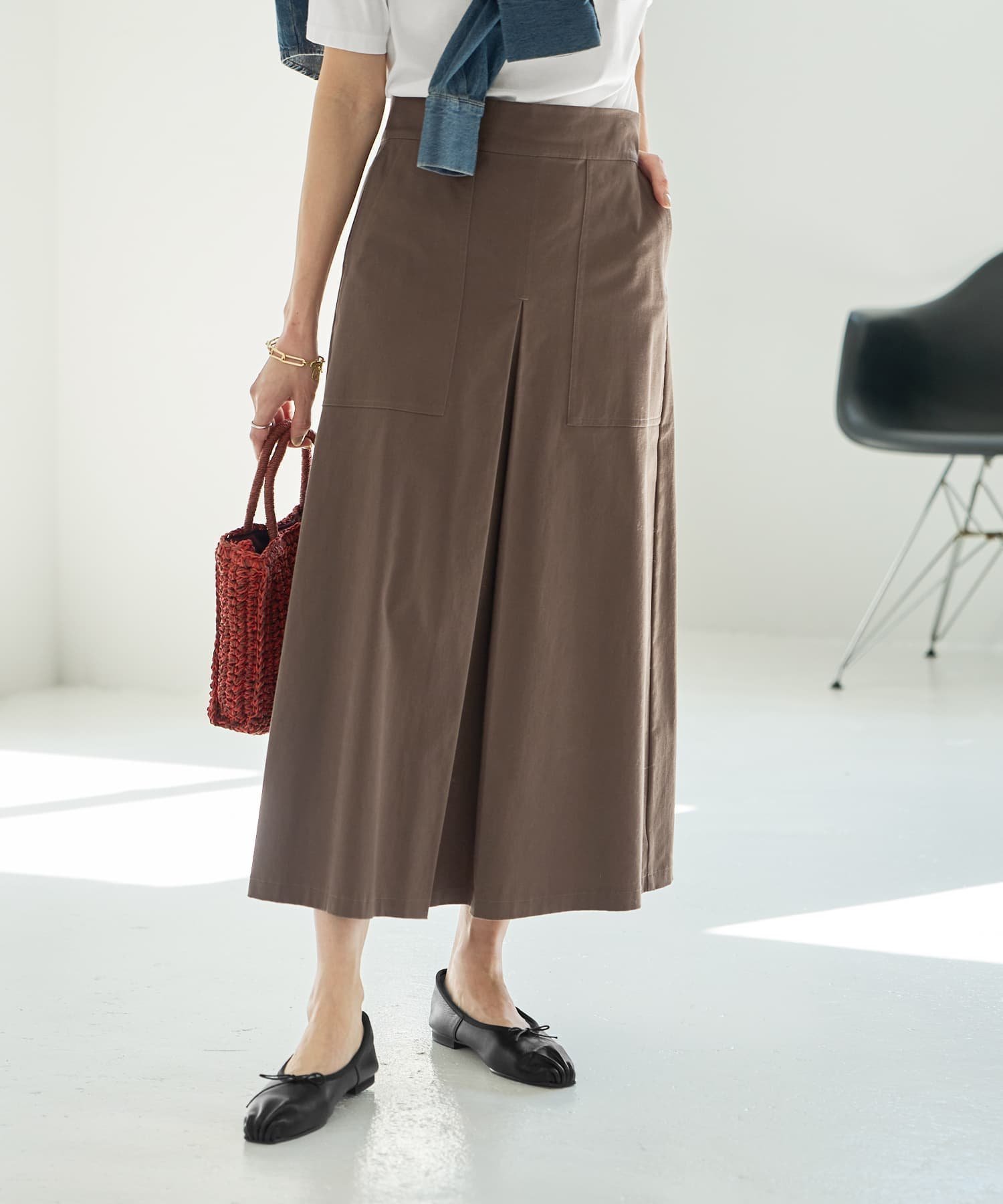 【スタイルデリ/STYLE DELI】の綿ストレッチAラインベイカースカート インテリア・キッズ・メンズ・レディースファッション・服の通販 founy(ファニー) 　ファッション　Fashion　レディースファッション　Fashion for Women　スカート　Skirts　秋　Autumn　ジャケット　Jacket, Outerwear　ストレッチ　Stretch, Stretchy Fabric　スニーカー　Sneakers, Trainers　スリット　Slit, Slit Detail　ソックス　Socks, Hosiery　デニム　Denim, Jeans Material　フォルム　Silhouette, Form　フロント　Front, Front Design　ポケット　Pocket, Pocket Detail　ループ　Loop, Loop Knit　ワーク　Workwear, Utility Style　A/W・秋冬　Autumn/Winter　夏　Summer　セピアブラウン|ID: prp329100004599651 ipo3291000000032697458
