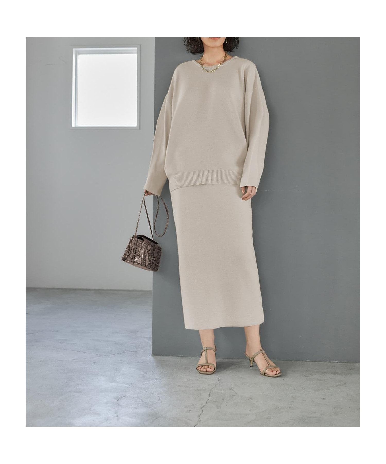 【スタイルデリ/STYLE DELI】の綿ACニットペンシルスカート インテリア・キッズ・メンズ・レディースファッション・服の通販 founy(ファニー) 　ファッション　Fashion　レディースファッション　Fashion for Women　スカート　Skirts　アクリル　Acrylic Material　春　Spring　コクーン　Cocoon, Cocoon Silhouette　切替　Switching, Contrast Panel　シンプル　Simple, Minimal　スリット　Slit, Slit Detail　セットアップ　Set-Up, Coordinated Outfit　ポケット　Pocket, Pocket Detail　ミドル　Middle Length, Mid Height　ループ　Loop, Loop Knit　S/S・春夏　SS, Spring/Summer, Warm Season　夏　Summer　ライトグレージュ|ID: prp329100004599654 ipo3291000000032697475